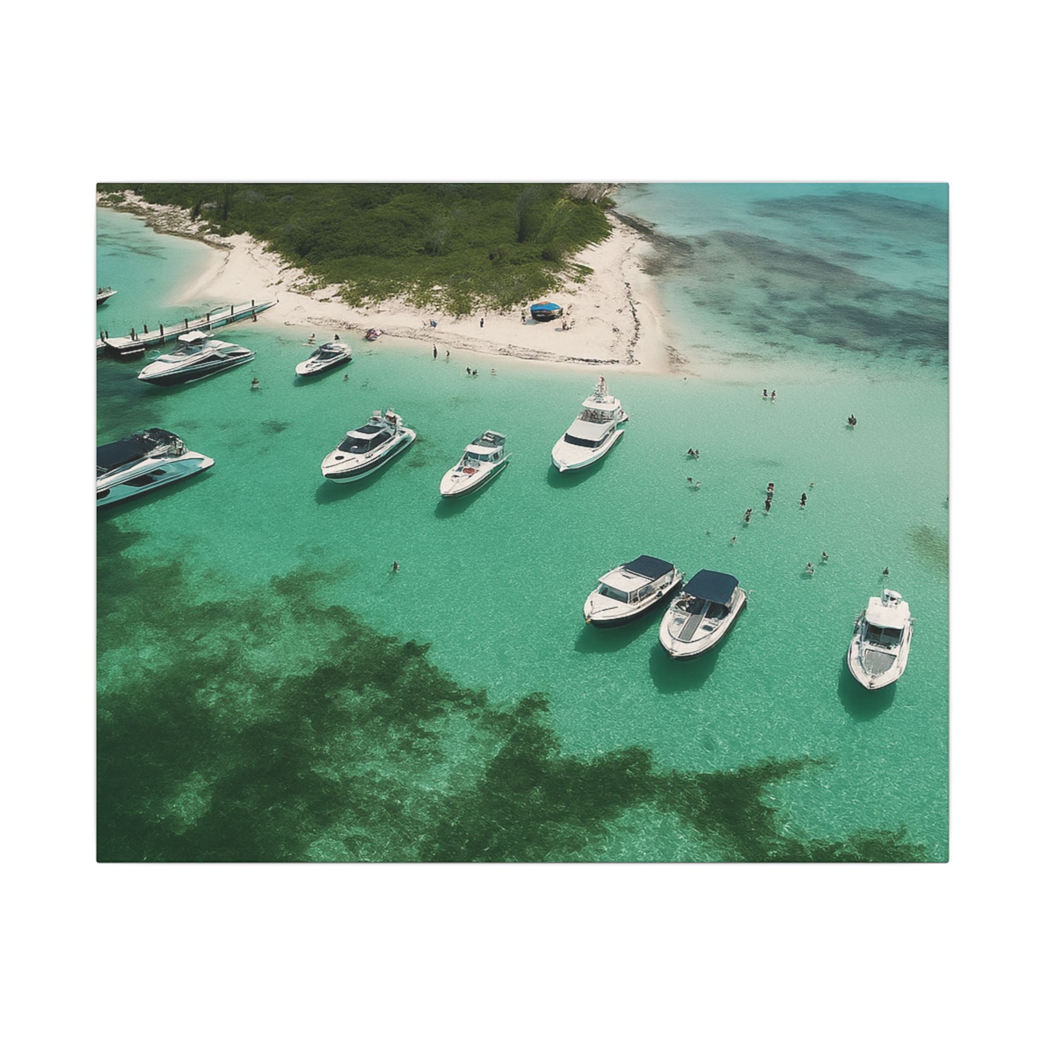 Honeymoon Harbour – Coastal Canvas Art | Aerial Boating Scene, Bimini - Maison Nautique