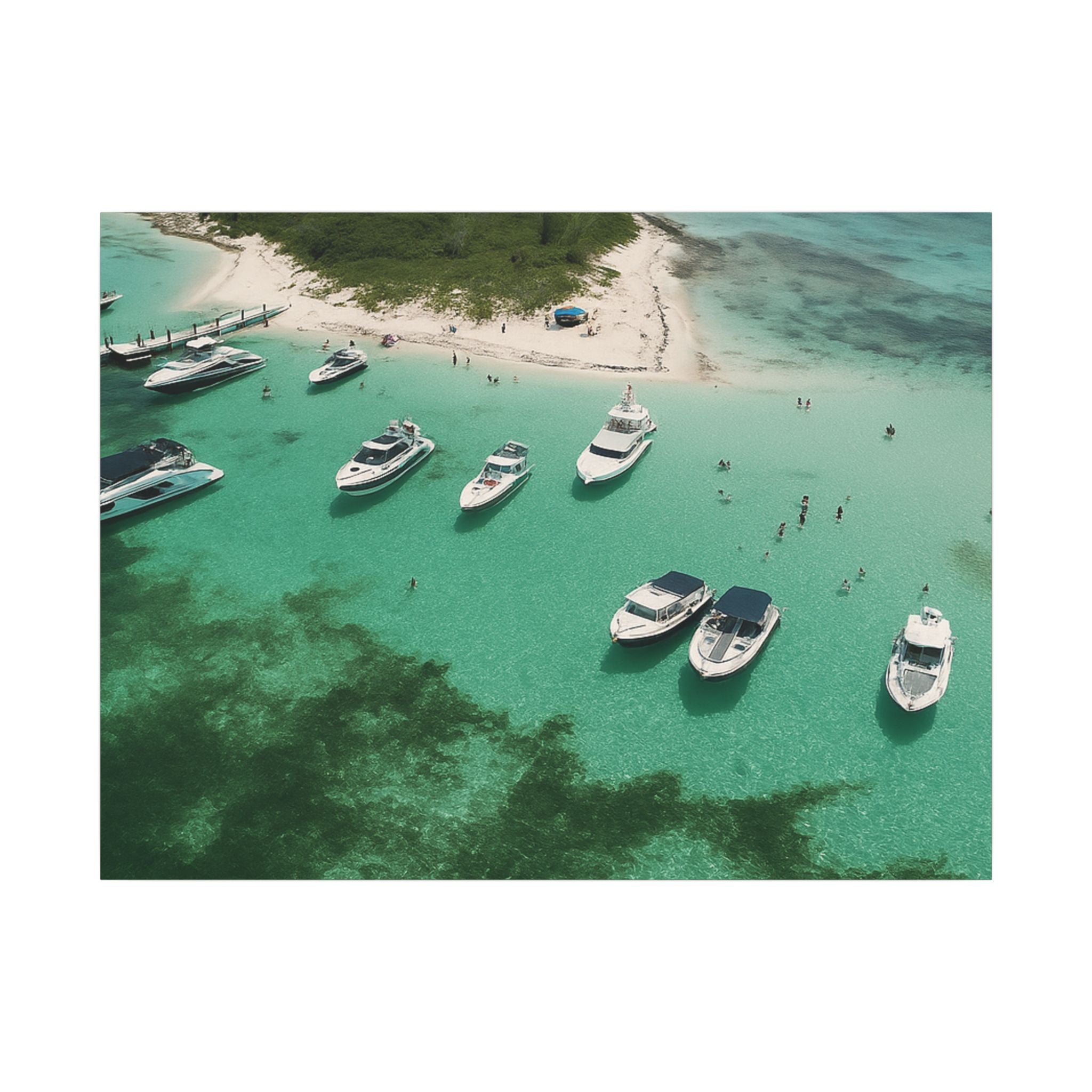 Honeymoon Harbour – Coastal Canvas Art | Aerial Boating Scene, Bimini - Maison Nautique