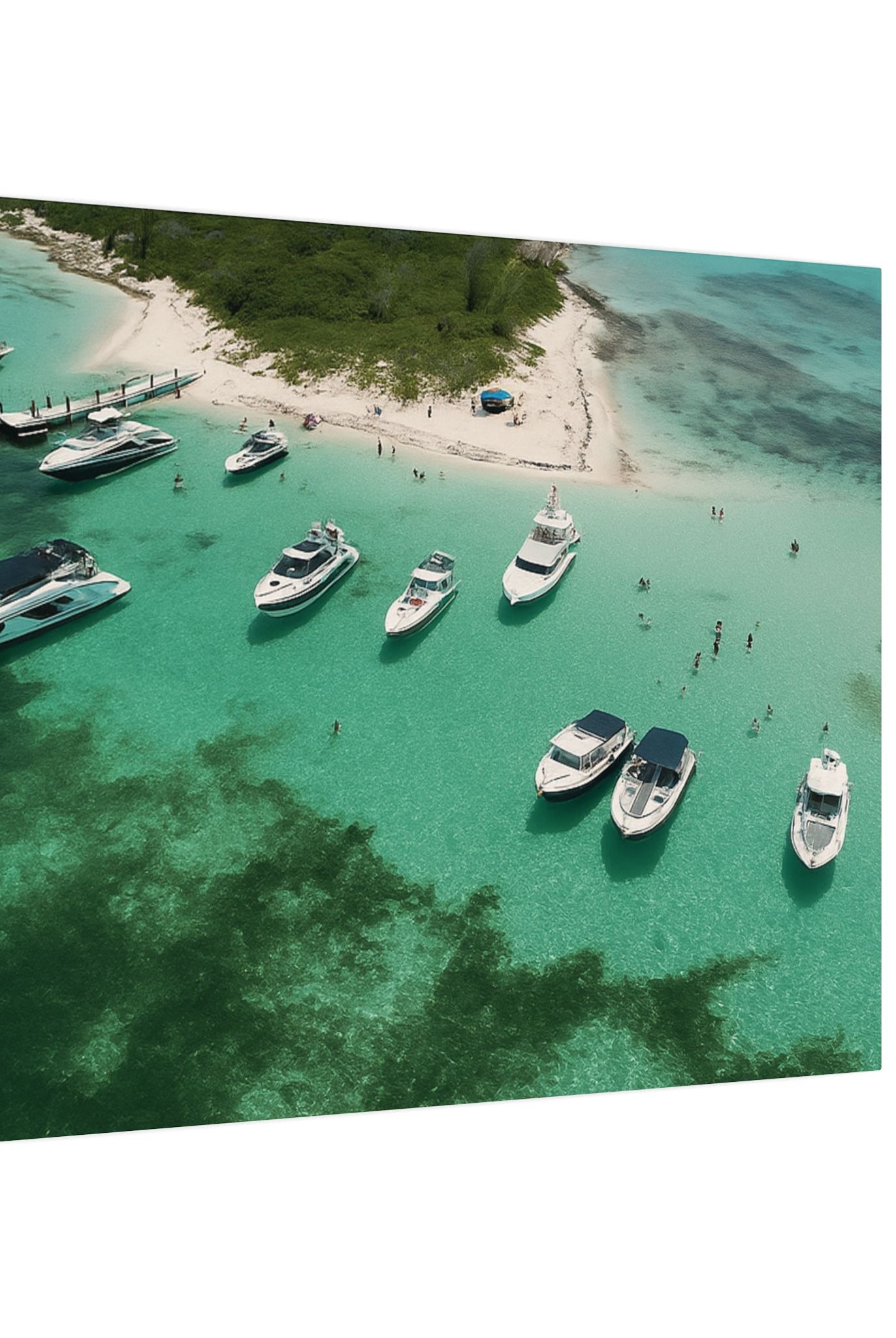 Honeymoon Harbour – Coastal Canvas Art | Aerial Boating Scene, Bimini - Maison Nautique