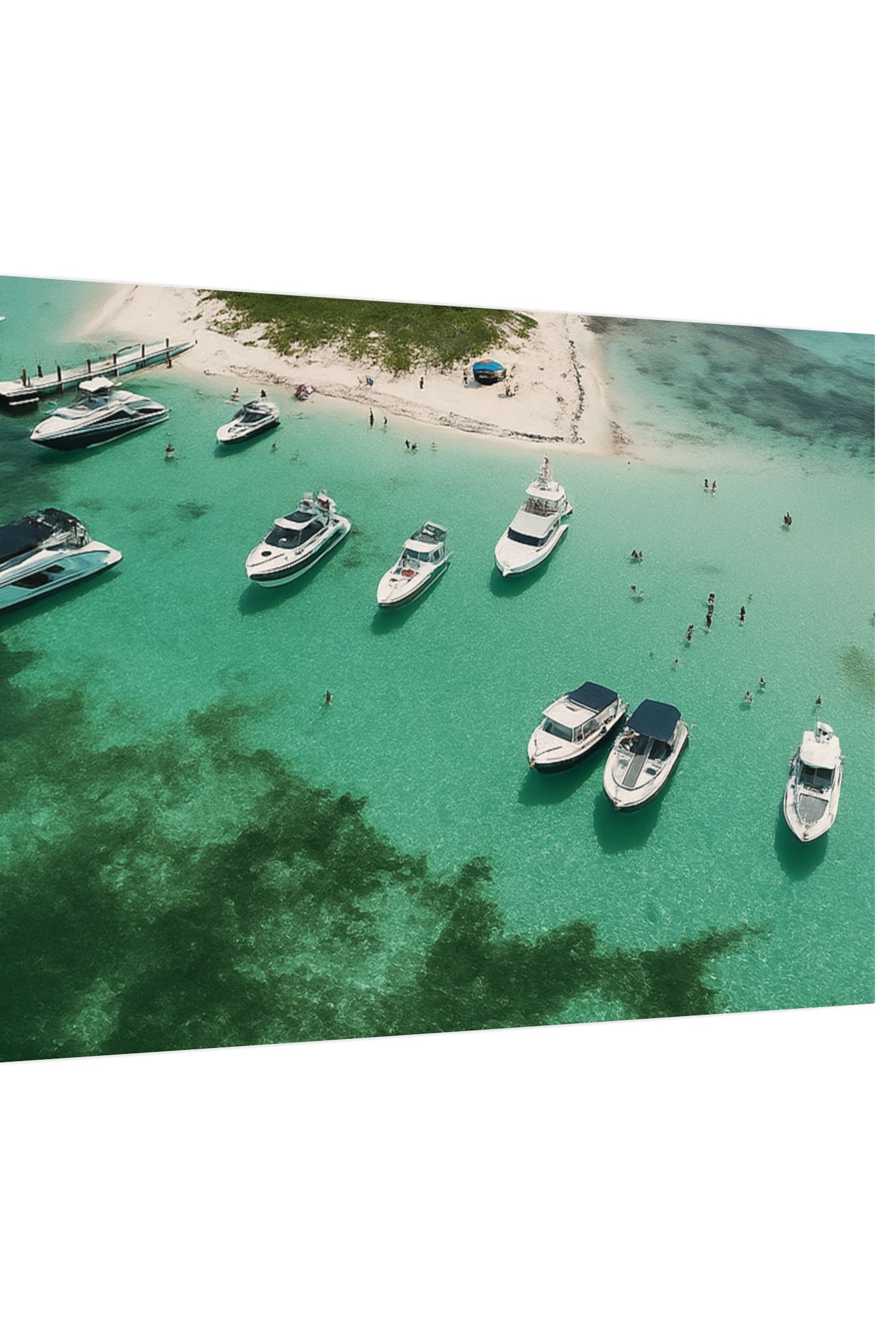 Honeymoon Harbour – Coastal Canvas Art | Aerial Boating Scene, Bimini - Maison Nautique