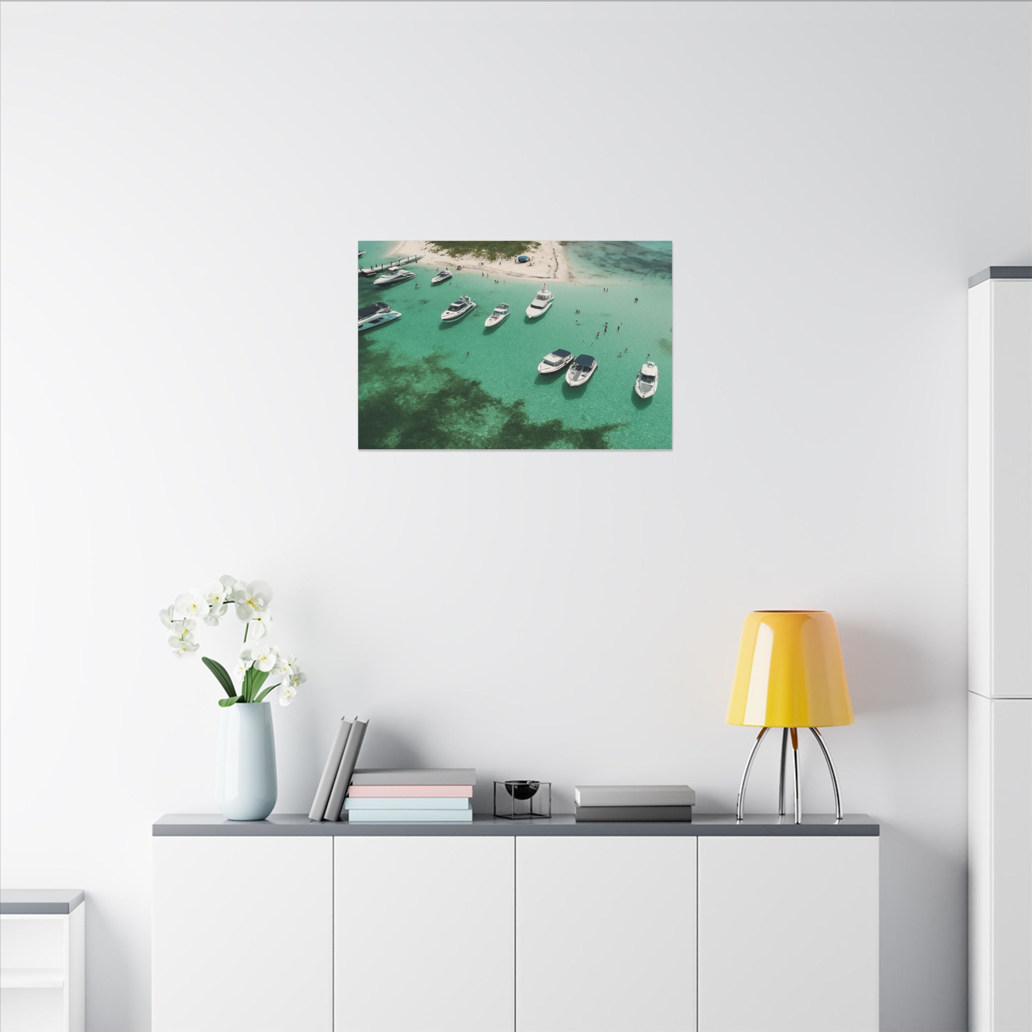 Honeymoon Harbour – Coastal Canvas Art | Aerial Boating Scene, Bimini - Maison Nautique