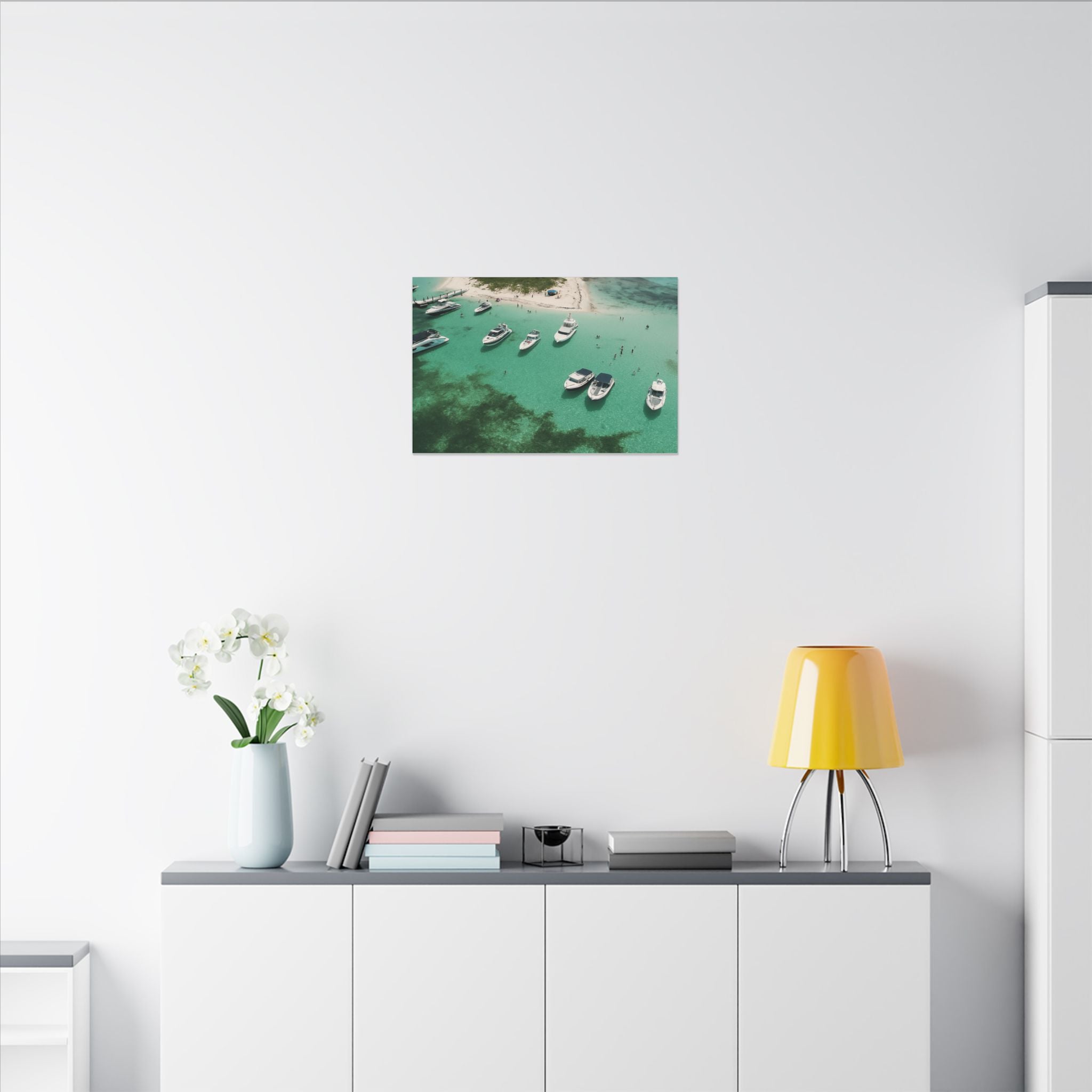 Honeymoon Harbour – Coastal Canvas Art | Aerial Boating Scene, Bimini - Maison Nautique