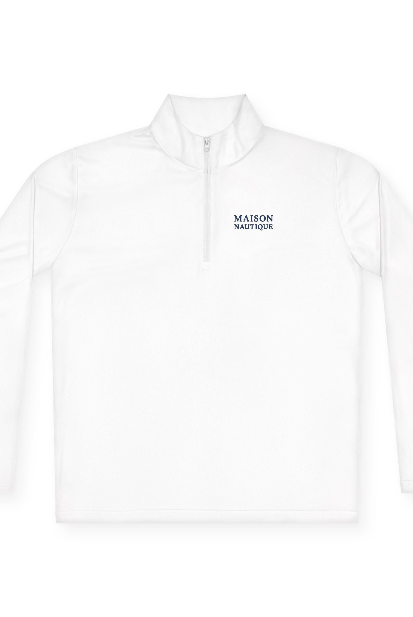 Maison Nautique Signature Coastal Quarter-Zip – White & Navy Edition, Unisex - Maison Nautique