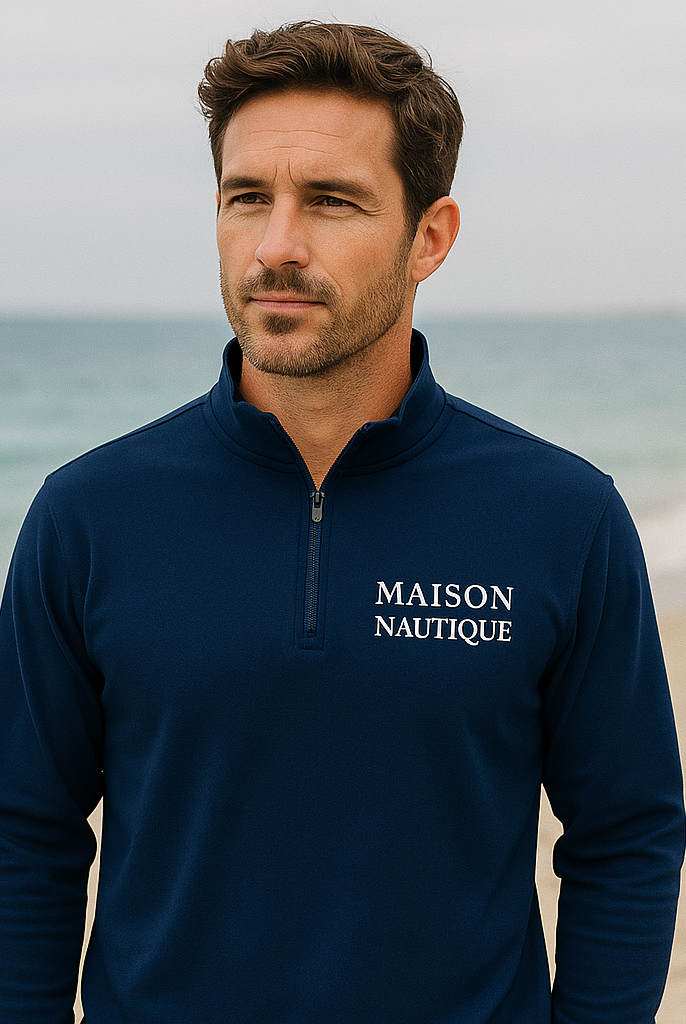 Maison Nautique Signature Quarter-Zip – Black, Grey, True Navy - Maison Nautique