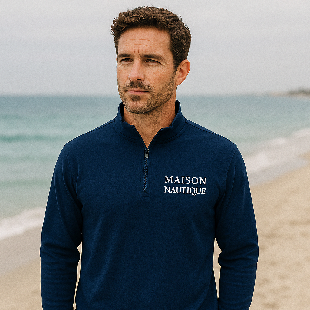 Maison Nautique Signature Quarter-Zip – Black, Grey, True Navy - Maison Nautique