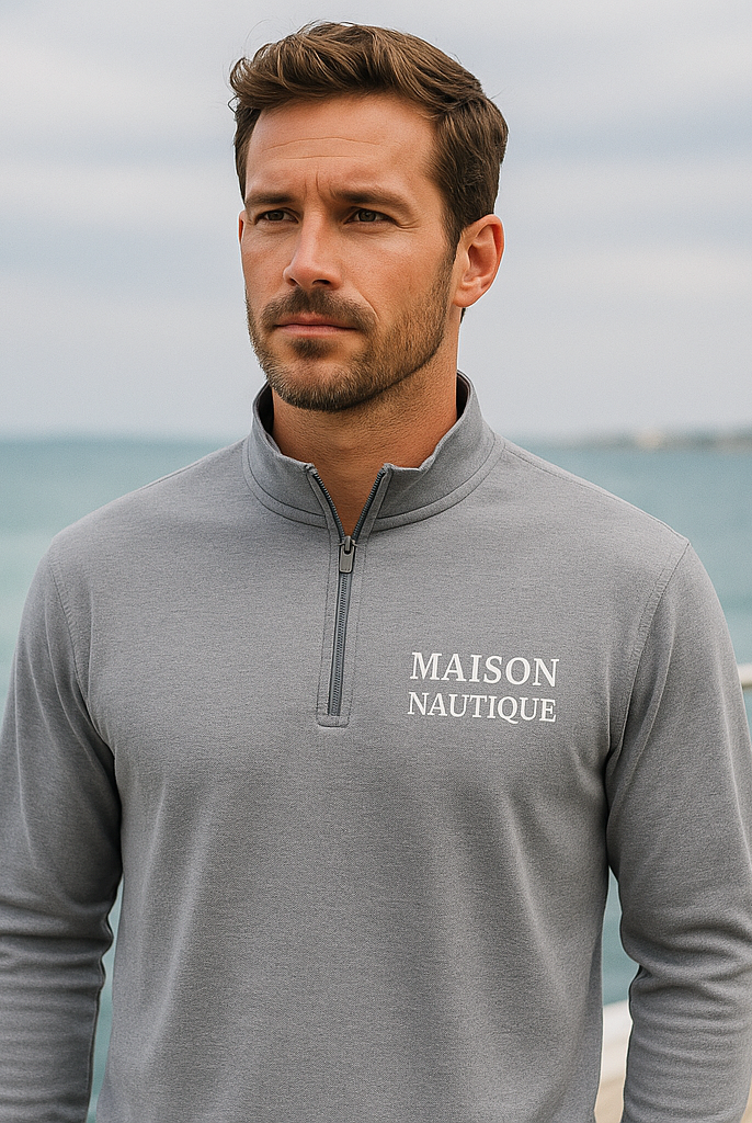 Maison Nautique Signature Quarter-Zip – Black, Grey, True Navy - Maison Nautique