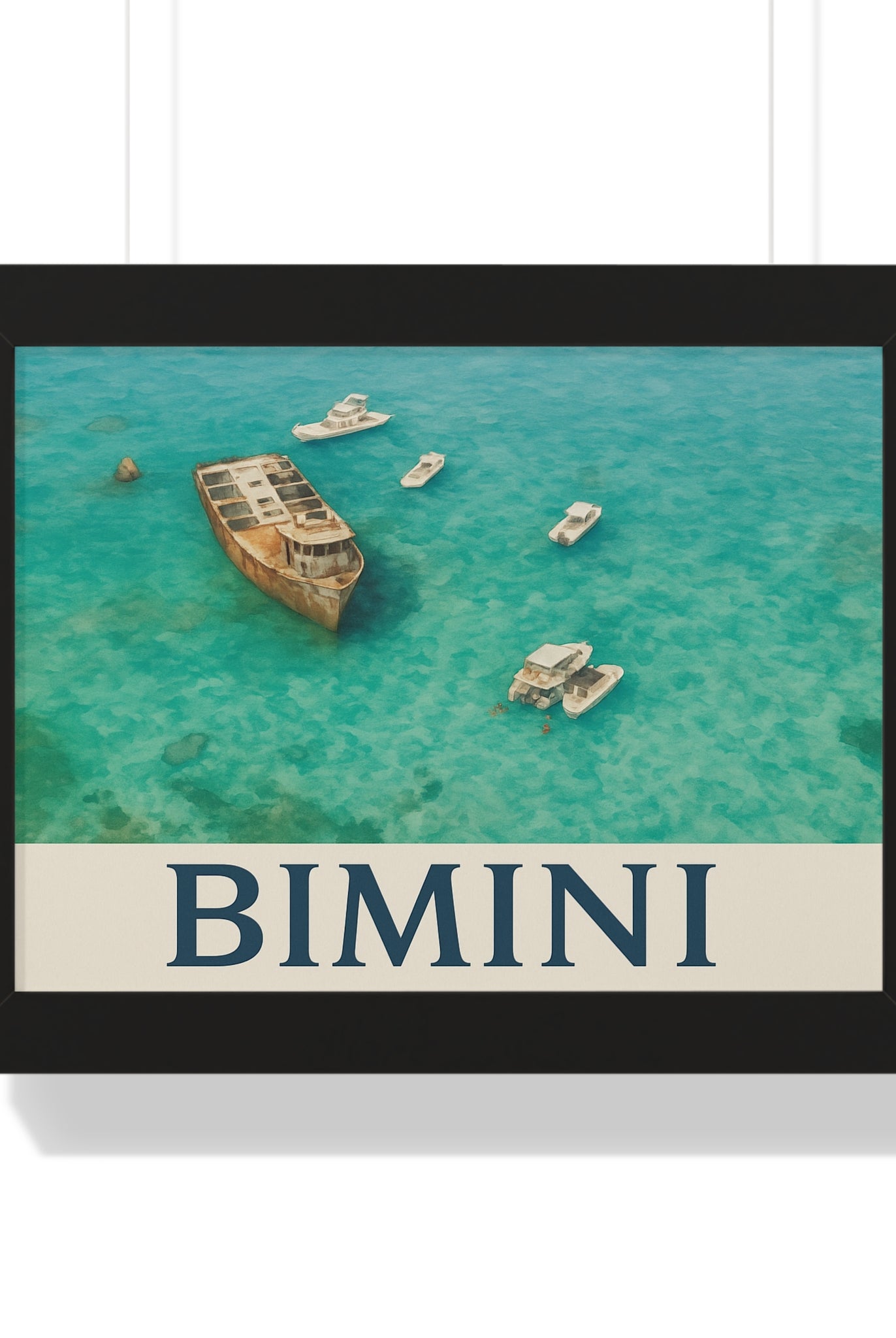Bimini Wreck – Framed Nautical Poster | Coastal Aerial Art Print - Maison Nautique