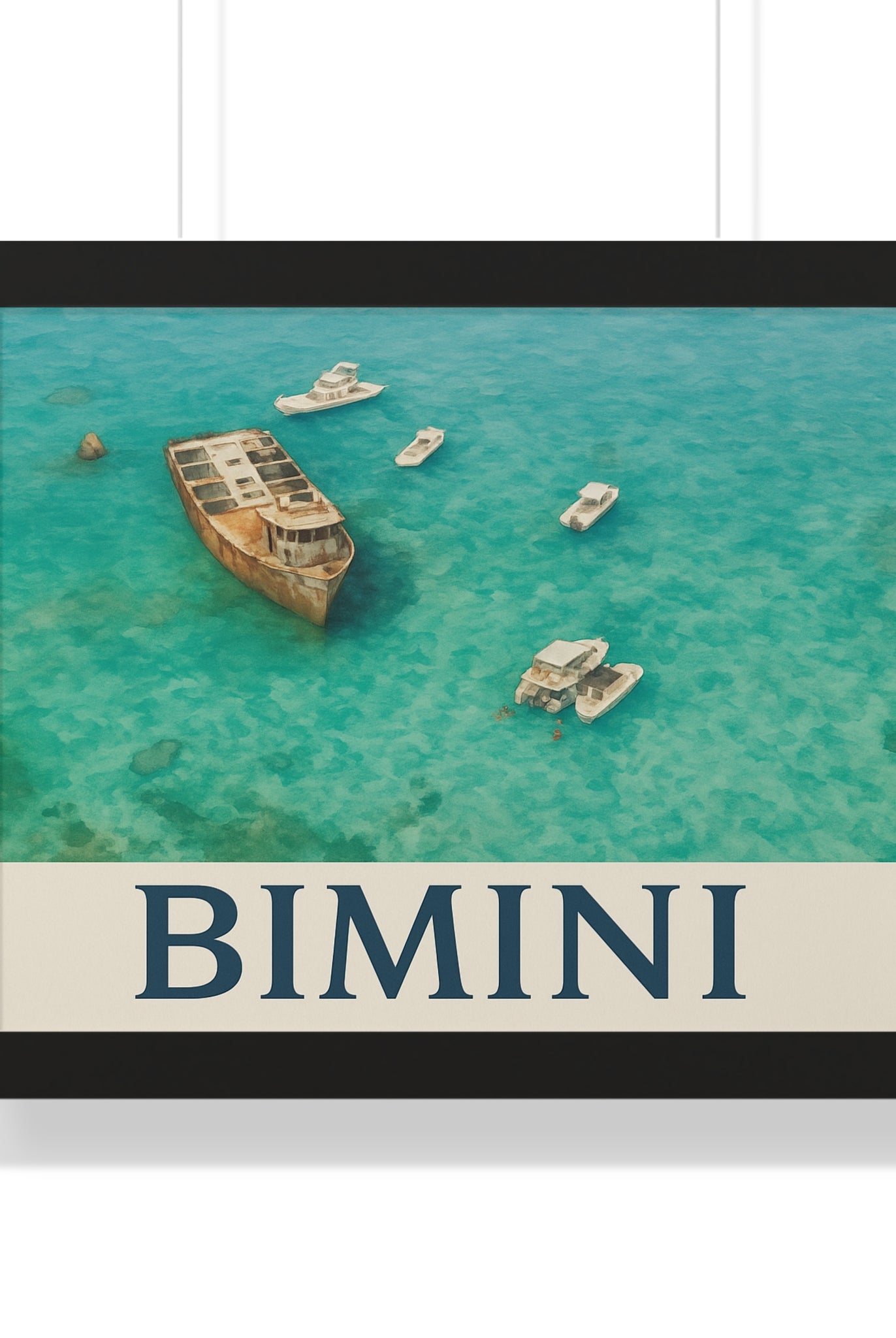 Bimini Wreck – Framed Nautical Poster | Coastal Aerial Art Print - Maison Nautique