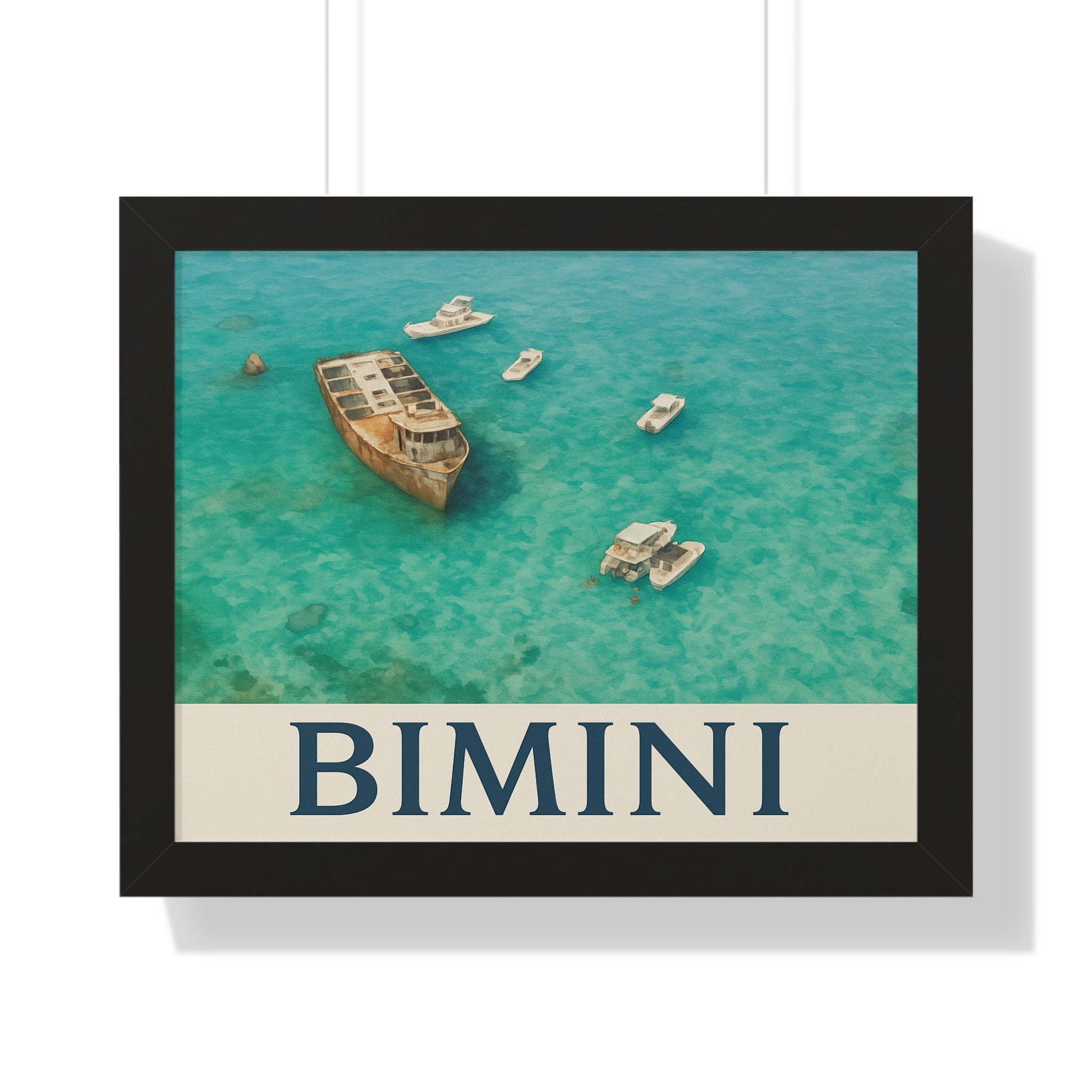 Bimini Wreck – Framed Nautical Poster | Coastal Aerial Art Print - Maison Nautique