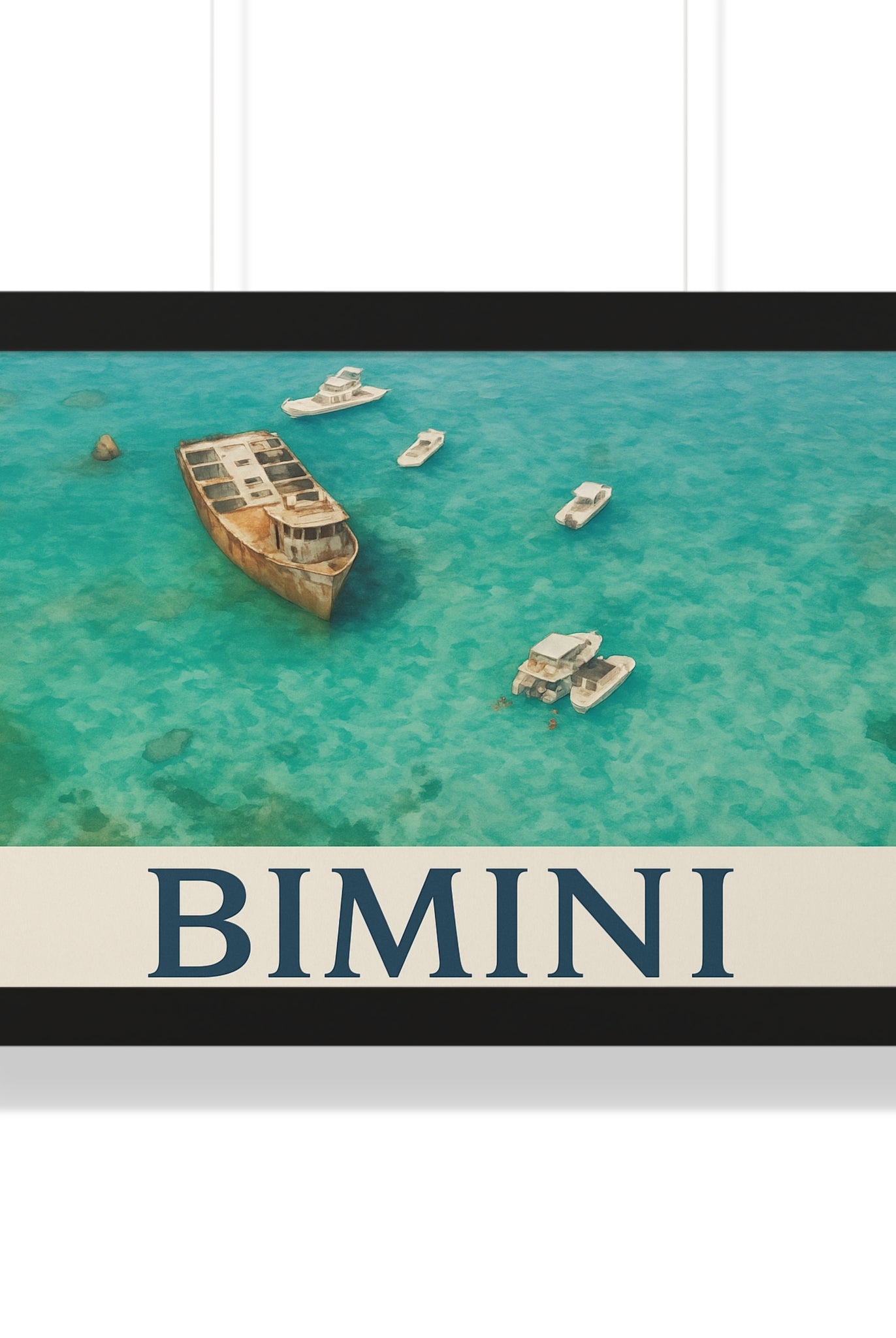 Bimini Wreck – Framed Nautical Poster | Coastal Aerial Art Print - Maison Nautique