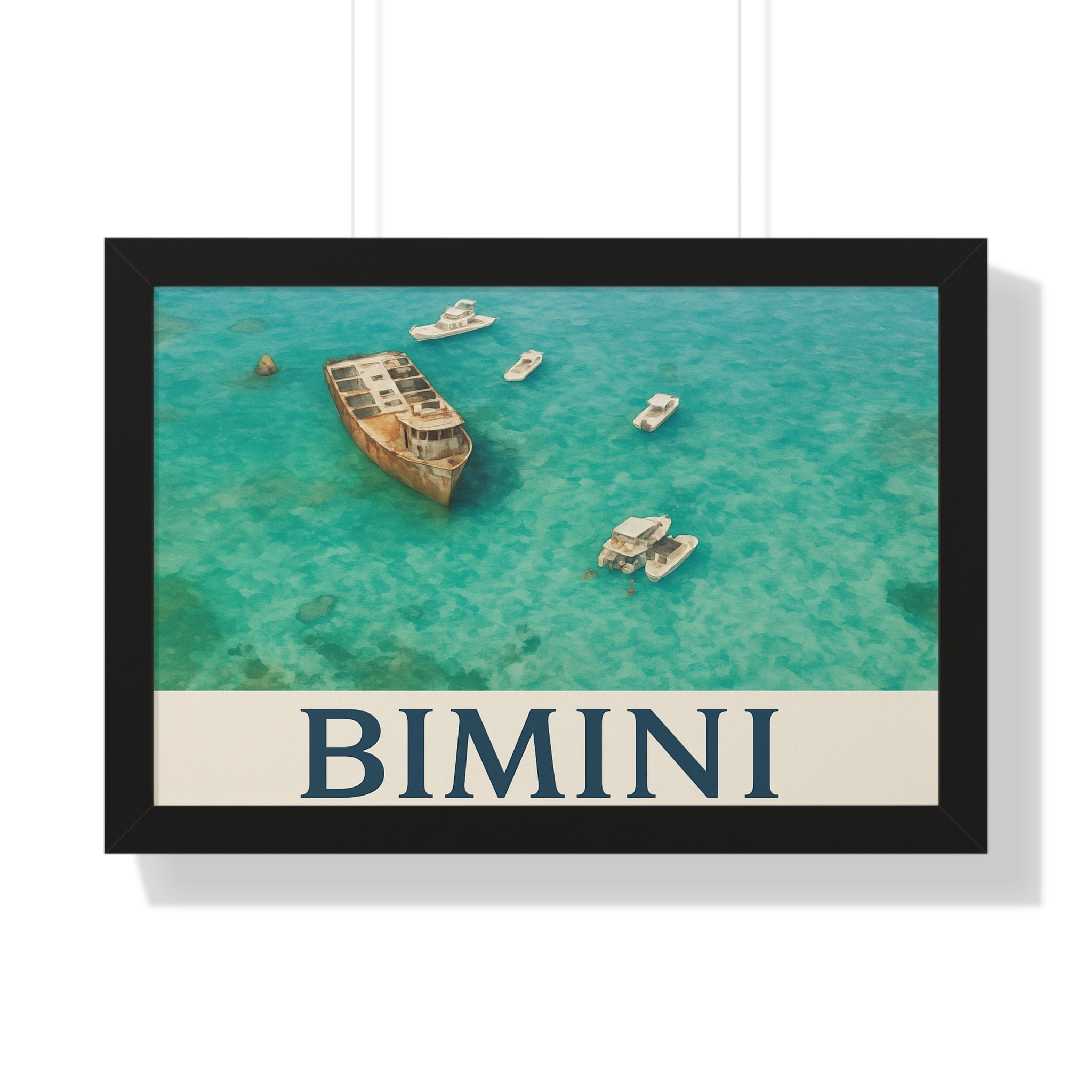 Bimini Wreck – Framed Nautical Poster | Coastal Aerial Art Print - Maison Nautique
