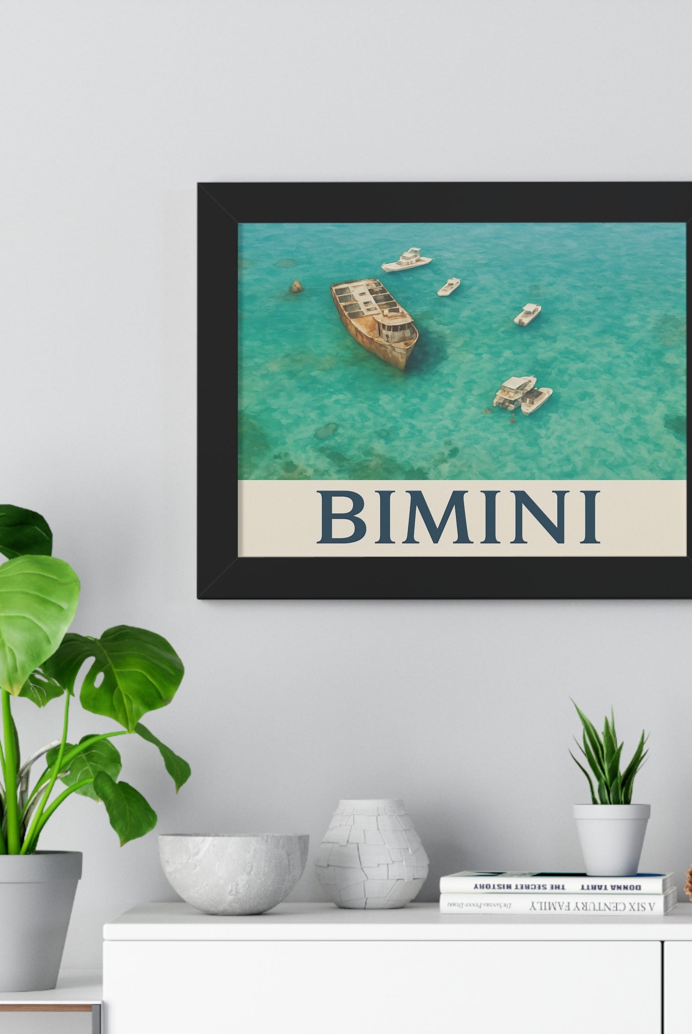 Bimini Wreck – Framed Nautical Poster | Coastal Aerial Art Print - Maison Nautique