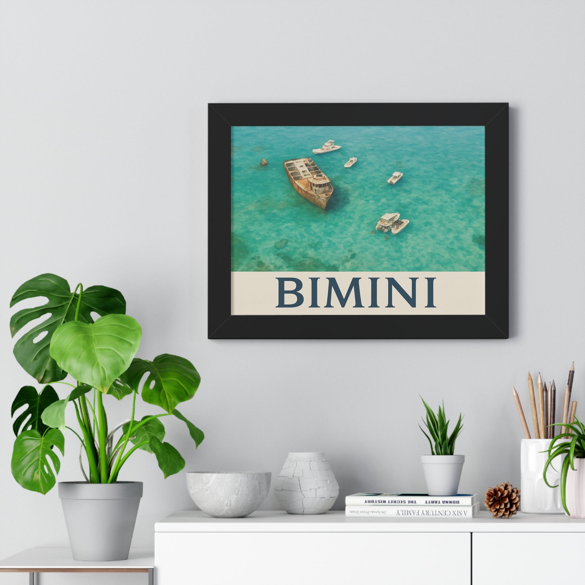 Bimini Wreck – Framed Nautical Poster | Coastal Aerial Art Print - Maison Nautique