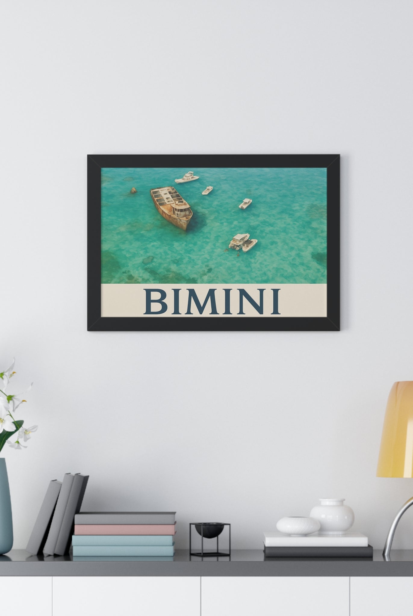 Bimini Wreck – Framed Nautical Poster | Coastal Aerial Art Print - Maison Nautique