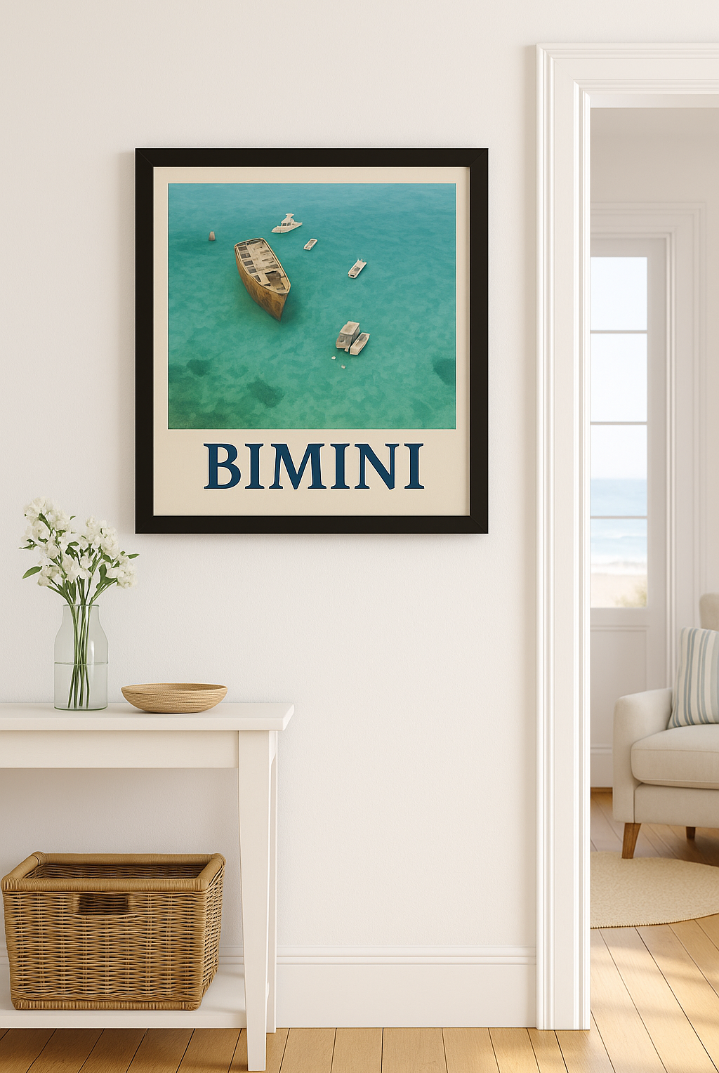 Bimini Wreck – Framed Nautical Poster | Coastal Aerial Art Print - Maison Nautique