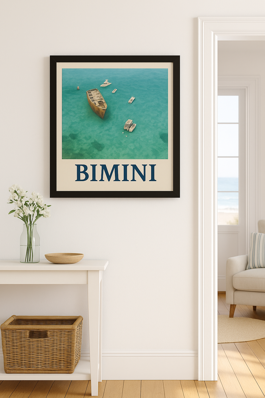 Bimini Wreck – Framed Nautical Poster | Coastal Aerial Art Print - Maison Nautique