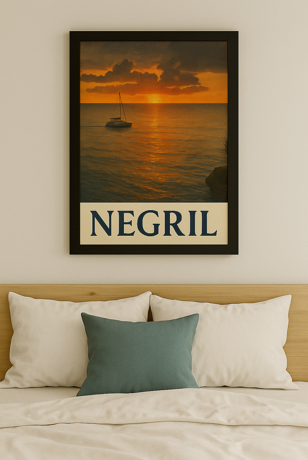 Negril Sundown – Framed Vertical Poster | Sunset Coastal Art Print - Maison Nautique