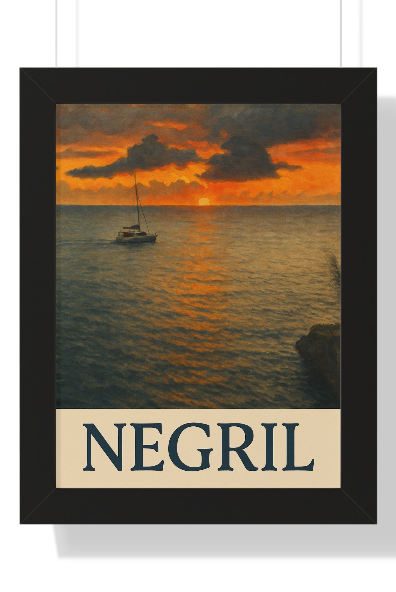 Negril Sundown – Framed Vertical Poster | Sunset Coastal Art Print - Maison Nautique