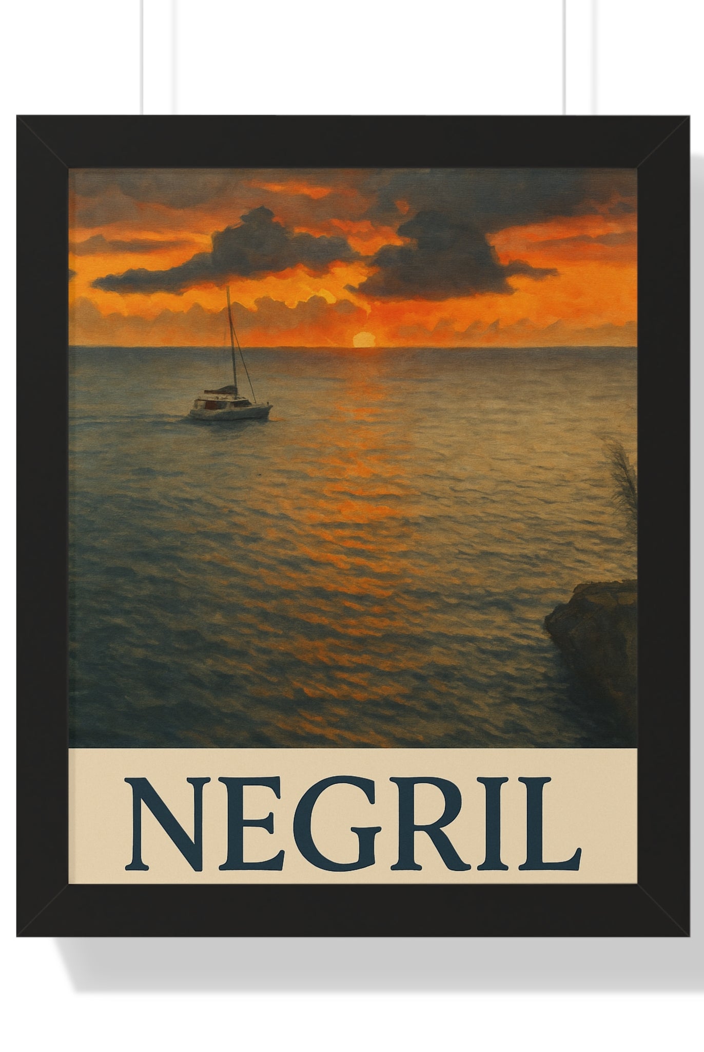 Negril Sundown – Framed Vertical Poster | Sunset Coastal Art Print - Maison Nautique