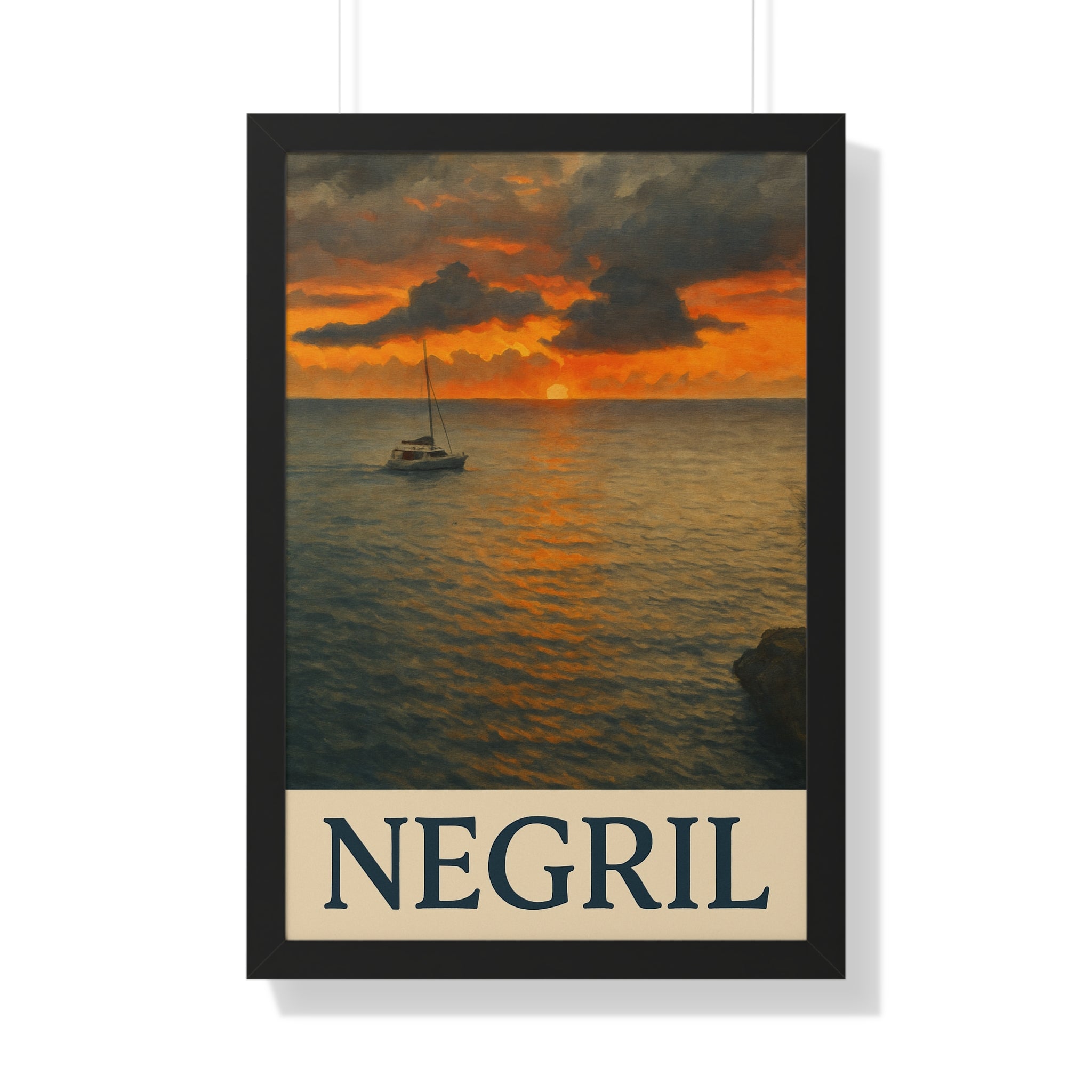 Negril Sundown – Framed Vertical Poster | Sunset Coastal Art Print - Maison Nautique