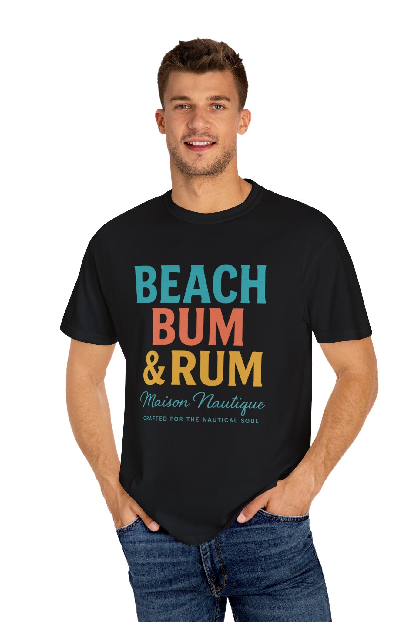 Beach Bum & Rum – Unisex Coastal Tee - Maison Nautique