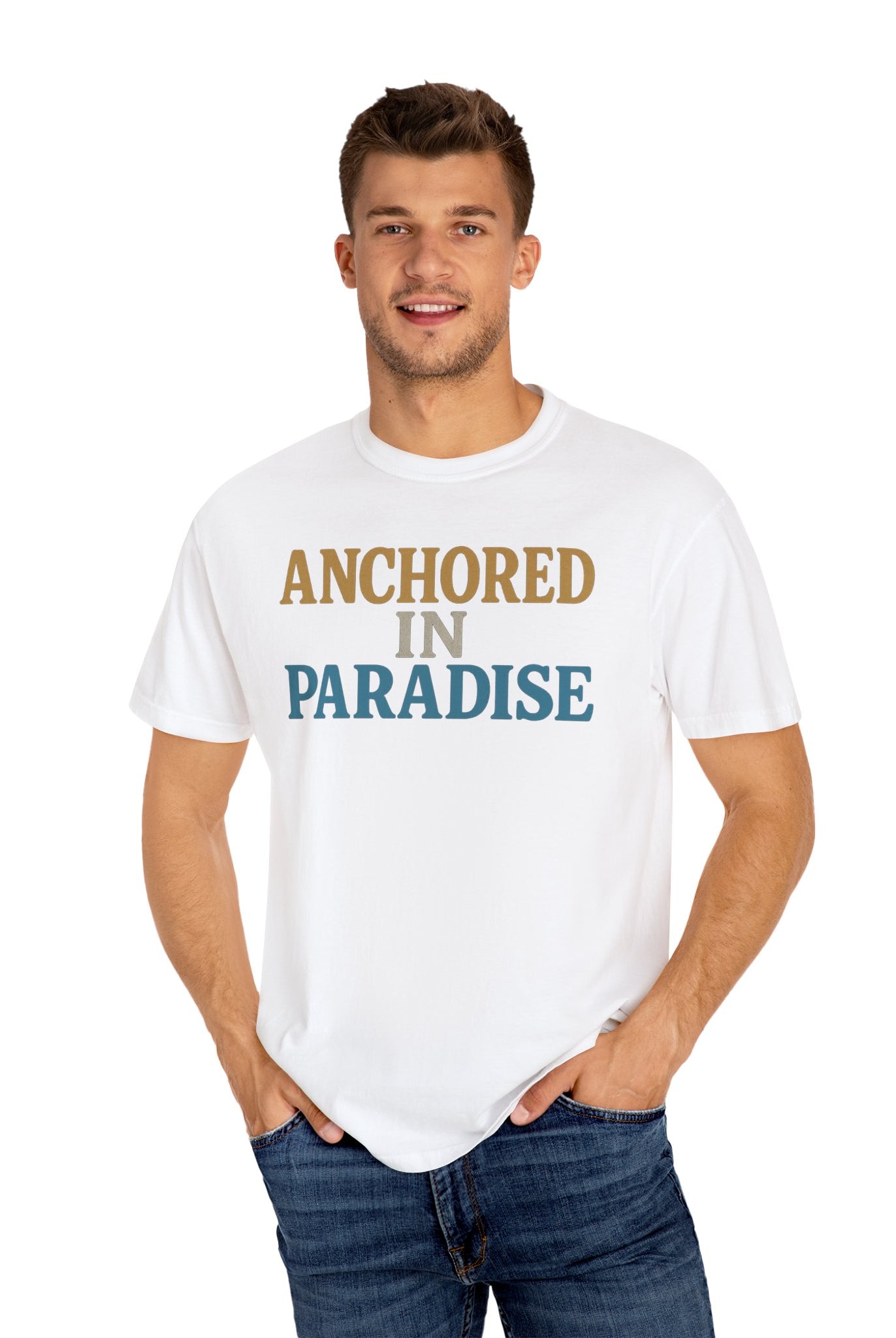 Maison Nautique "Anchored in Paradise" Vintage Unisex Tee - Maison Nautique