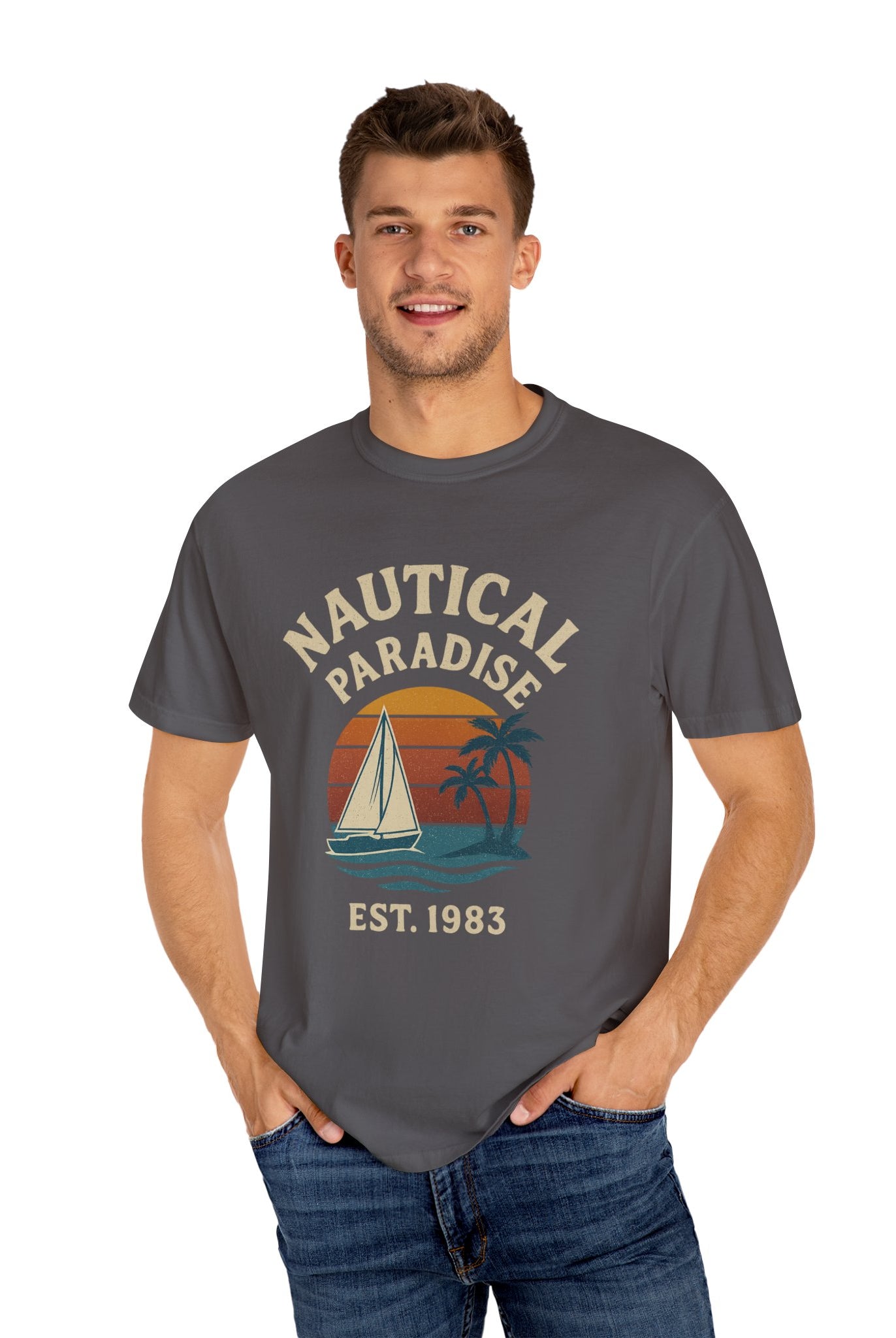 Nautical Paradise – Unisex Vintage Sailing Tee - Maison Nautique