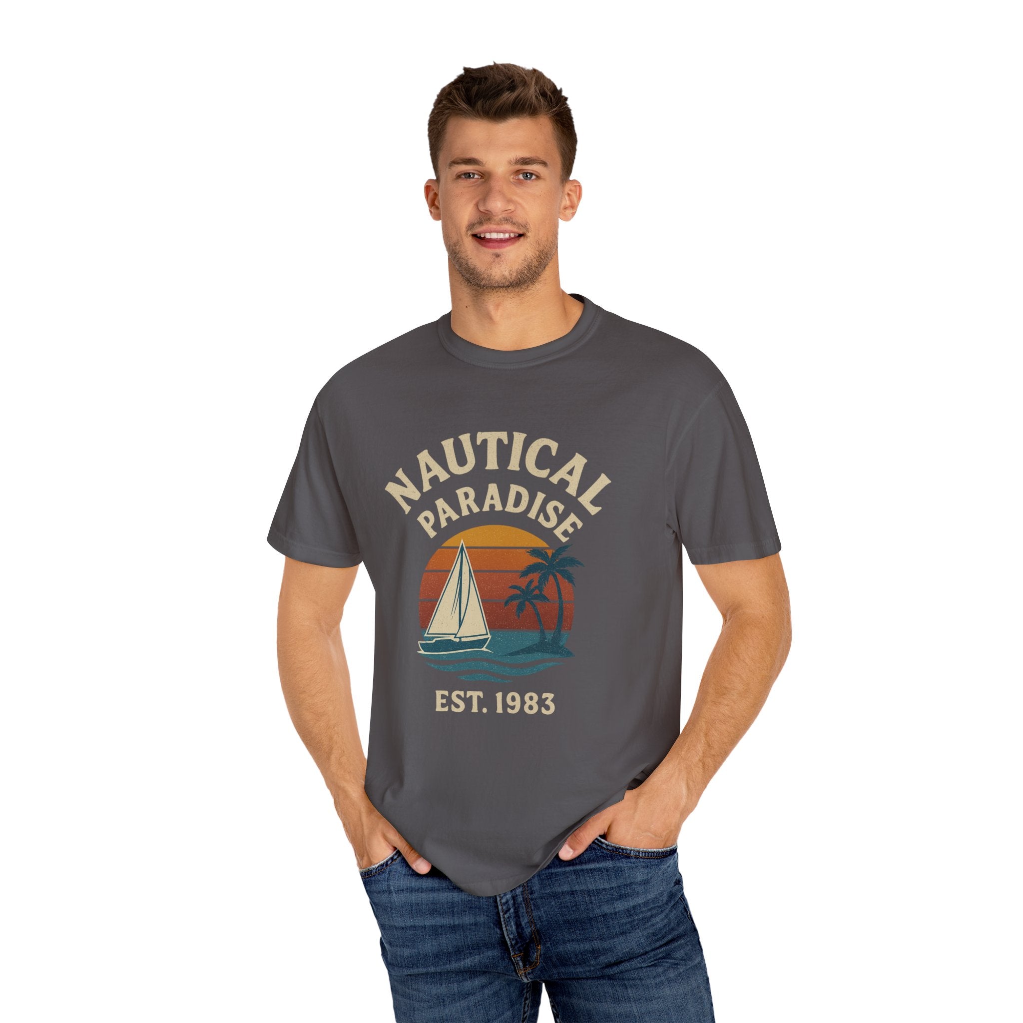 Nautical Paradise – Unisex Vintage Sailing Tee - Maison Nautique