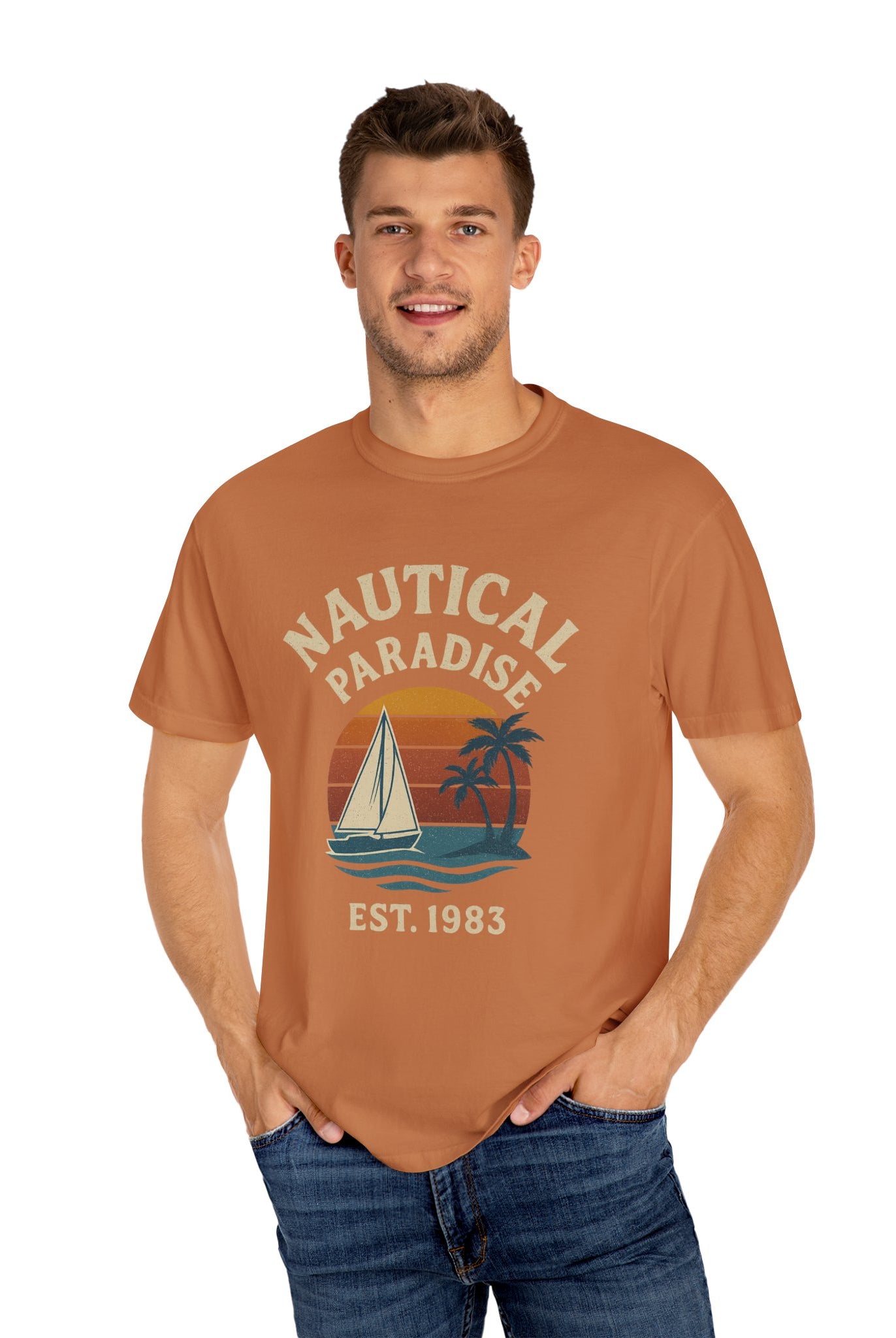 Nautical Paradise – Unisex Vintage Sailing Tee - Maison Nautique