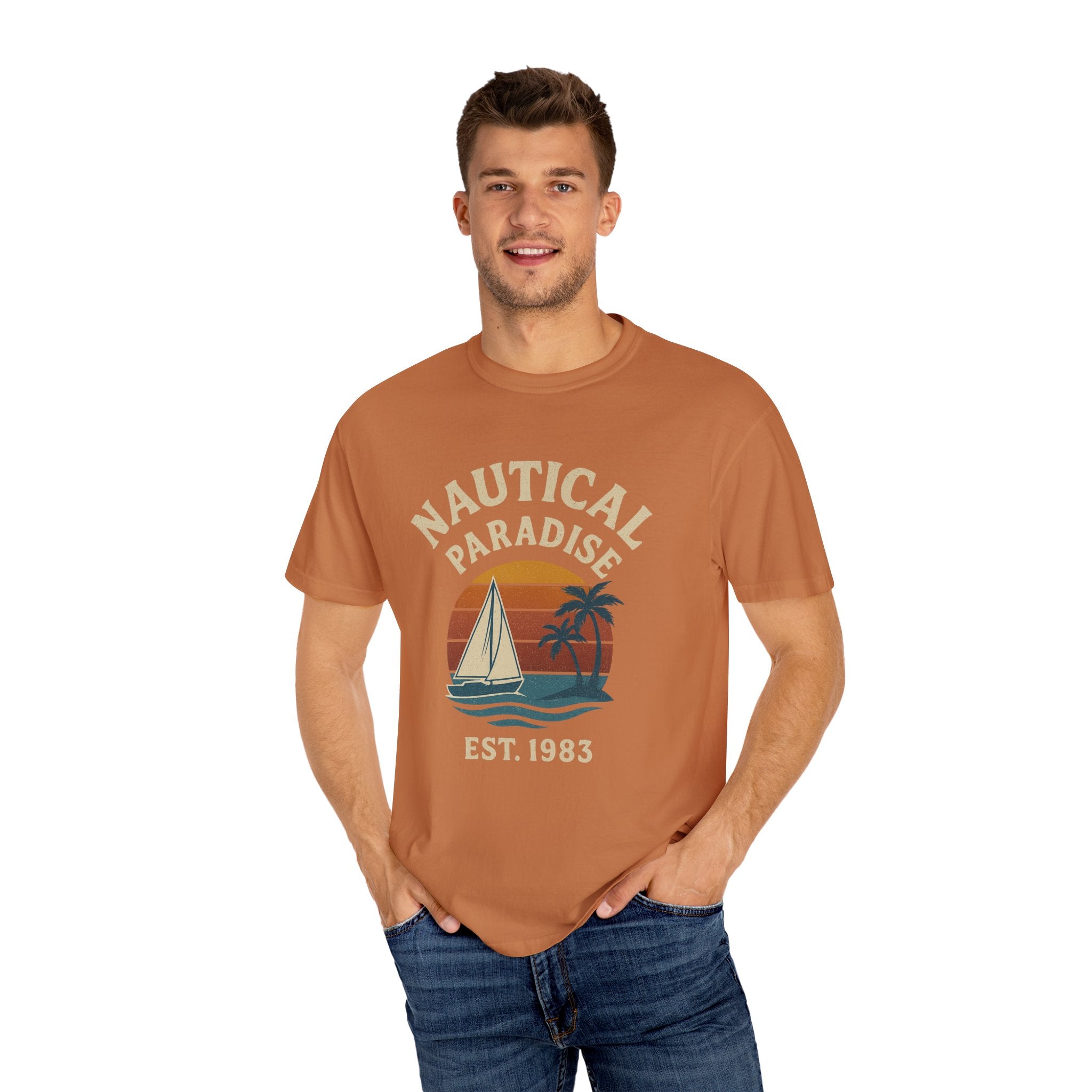 Nautical Paradise – Unisex Vintage Sailing Tee - Maison Nautique