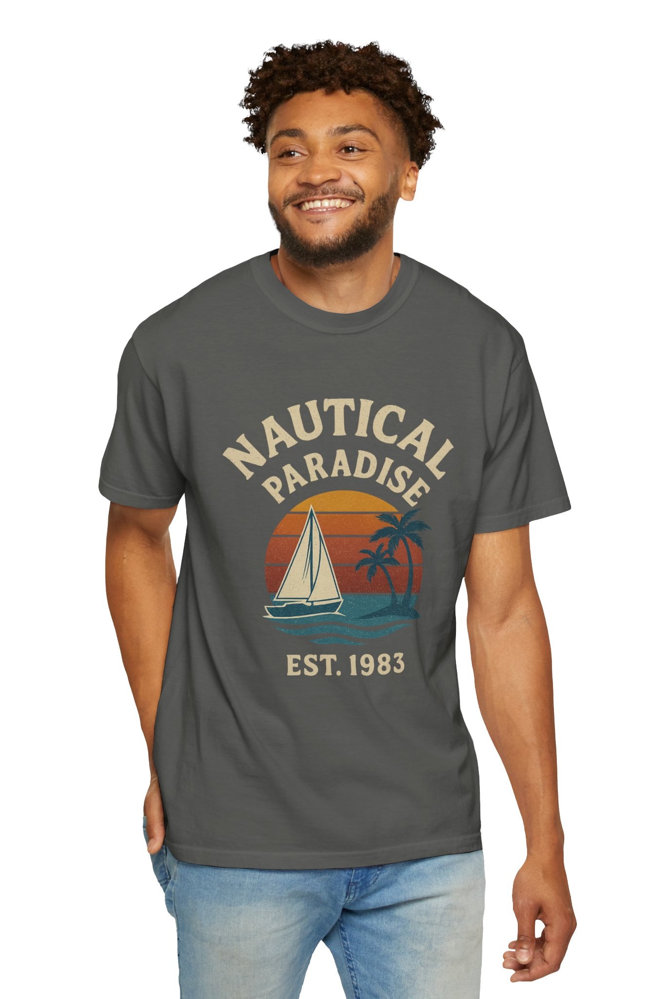 Nautical Paradise – Unisex Vintage Sailing Tee - Maison Nautique