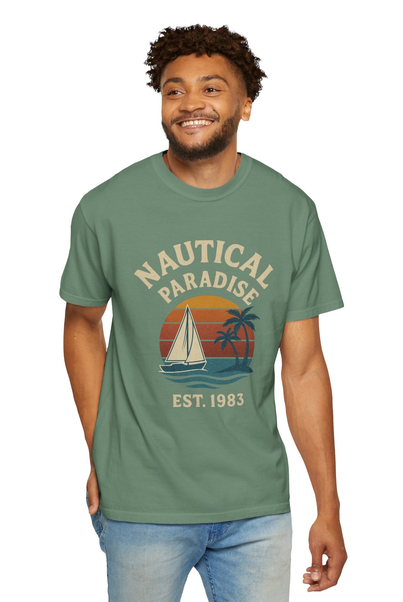 Nautical Paradise – Unisex Vintage Sailing Tee - Maison Nautique