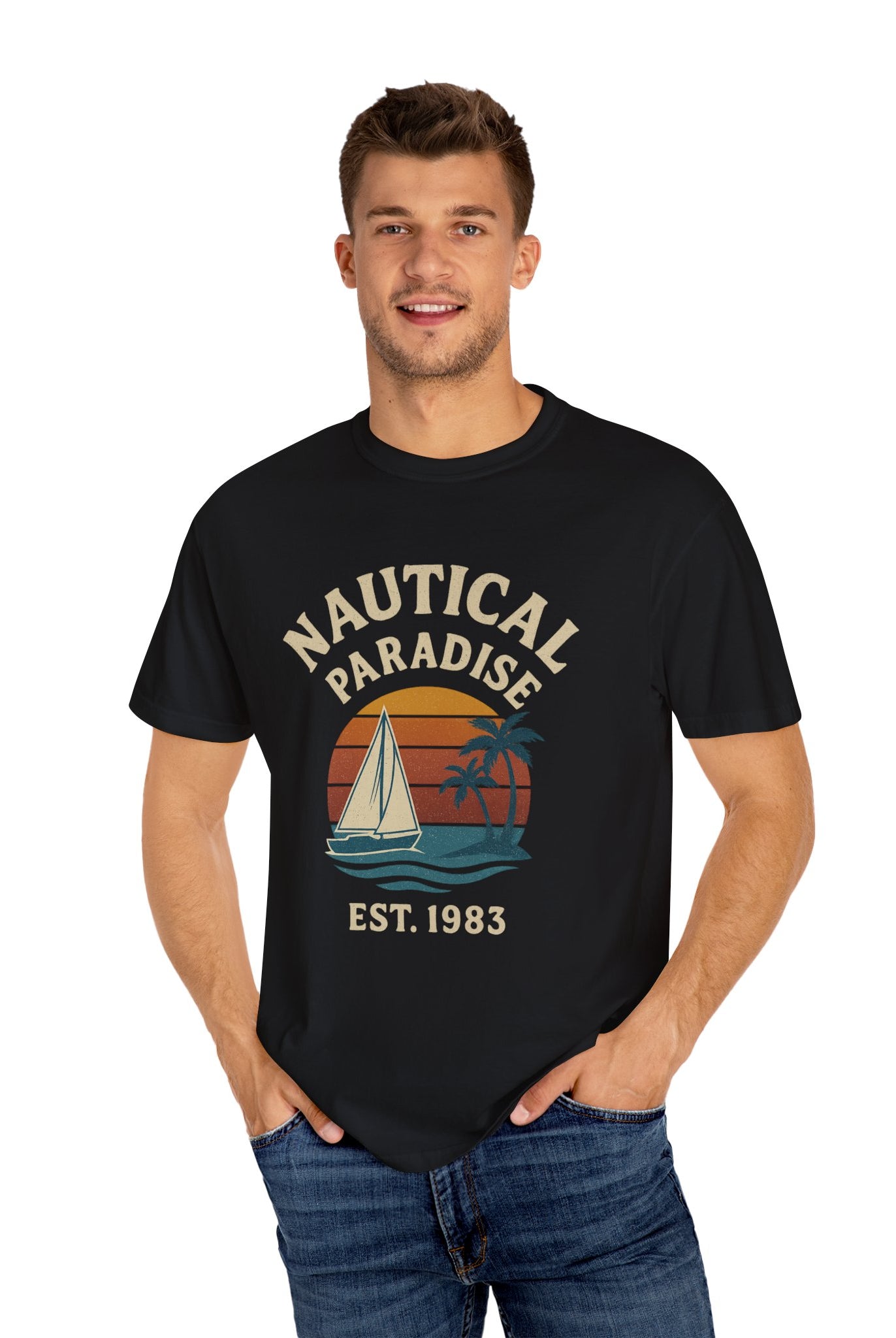 Nautical Paradise – Unisex Vintage Sailing Tee - Maison Nautique