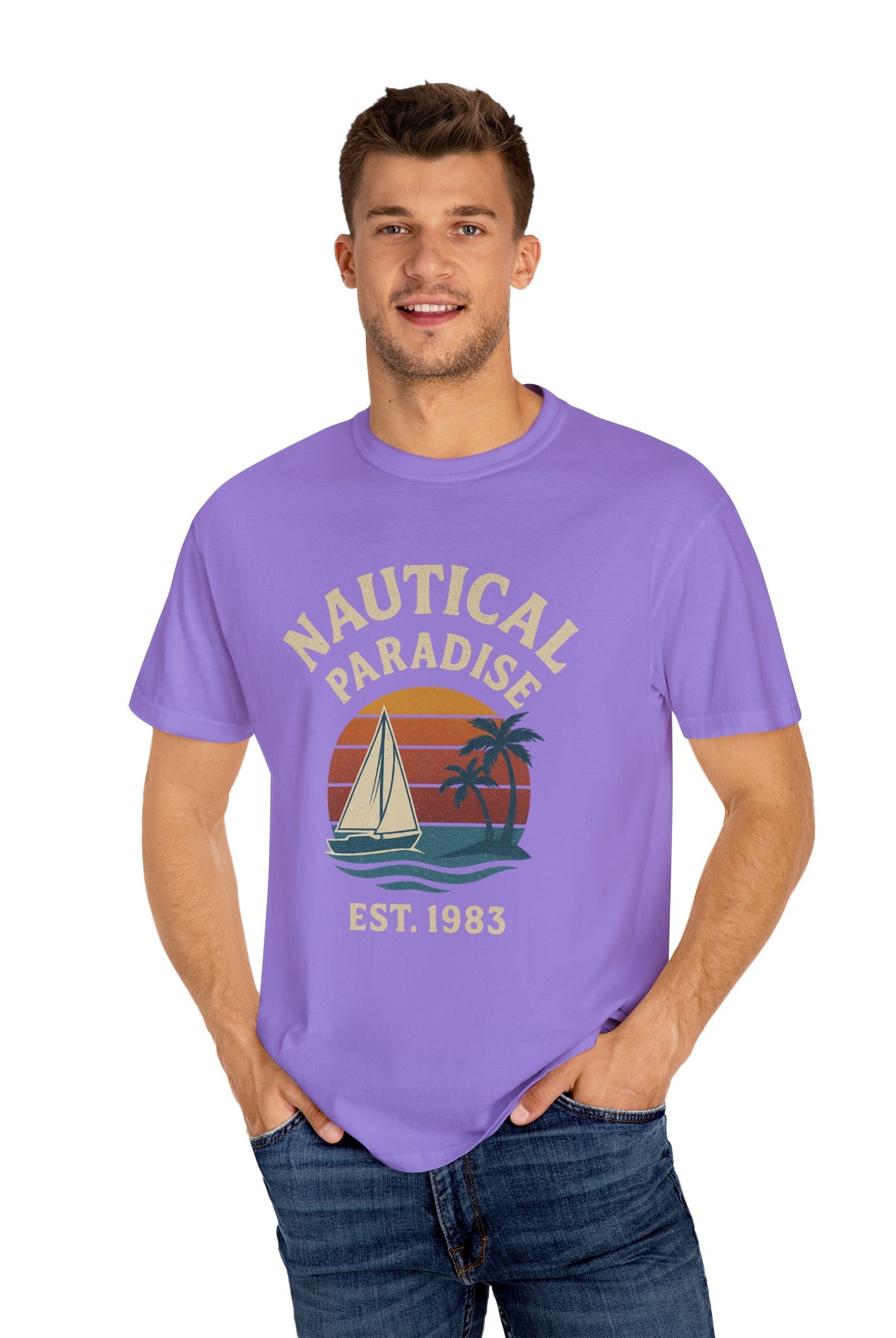 Nautical Paradise – Unisex Vintage Sailing Tee - Maison Nautique