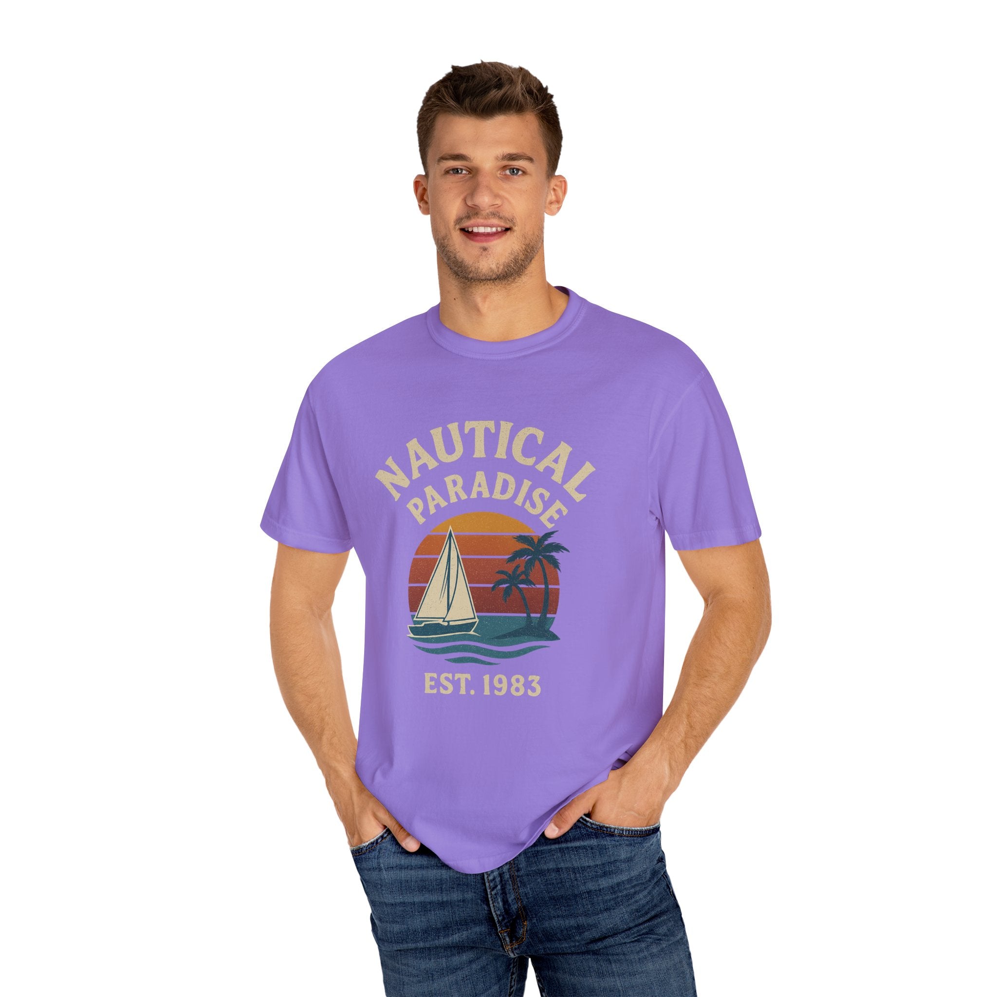 Nautical Paradise – Unisex Vintage Sailing Tee - Maison Nautique