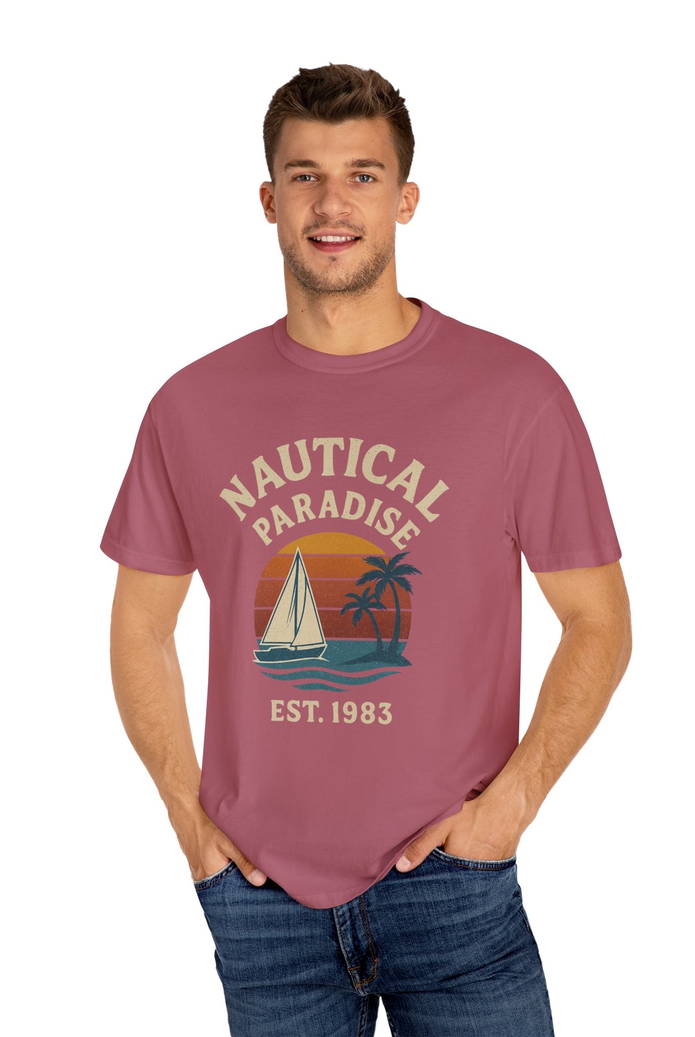 Nautical Paradise – Unisex Vintage Sailing Tee - Maison Nautique