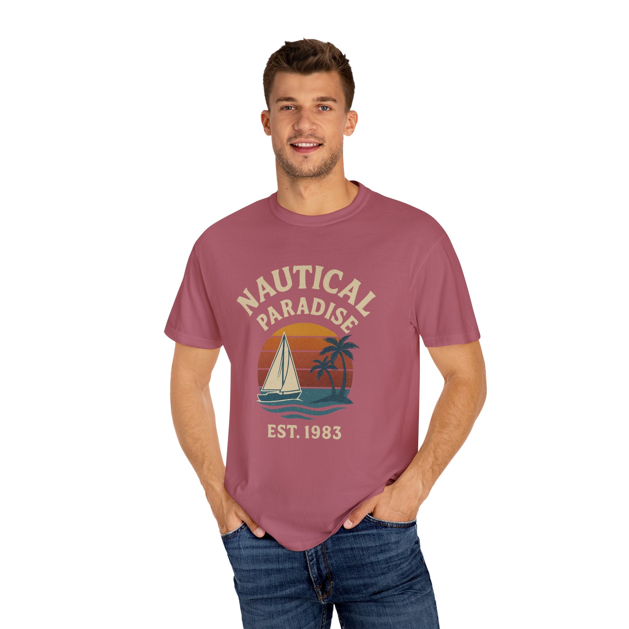 Nautical Paradise – Unisex Vintage Sailing Tee - Maison Nautique
