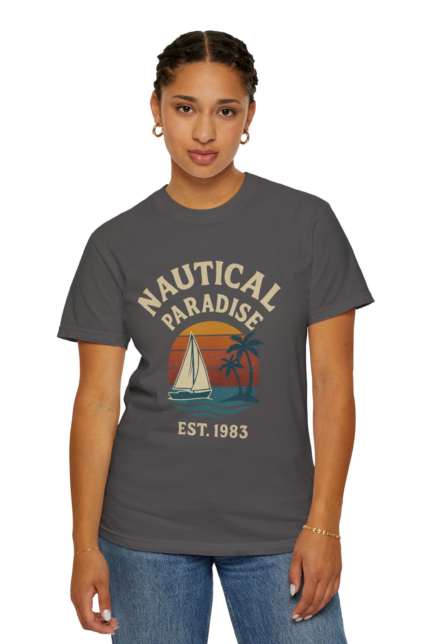 Nautical Paradise – Unisex Vintage Sailing Tee - Maison Nautique