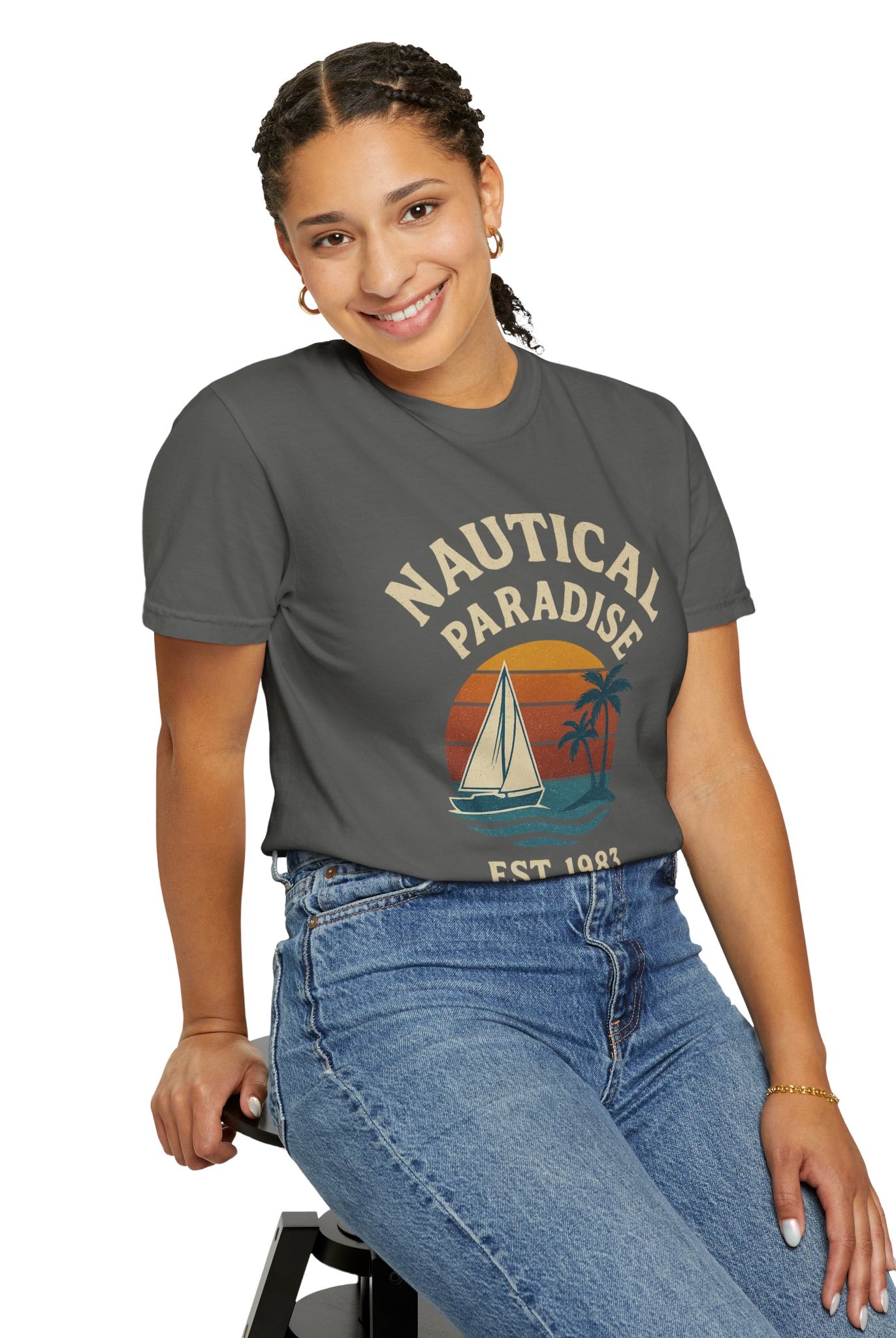 Nautical Paradise – Unisex Vintage Sailing Tee - Maison Nautique