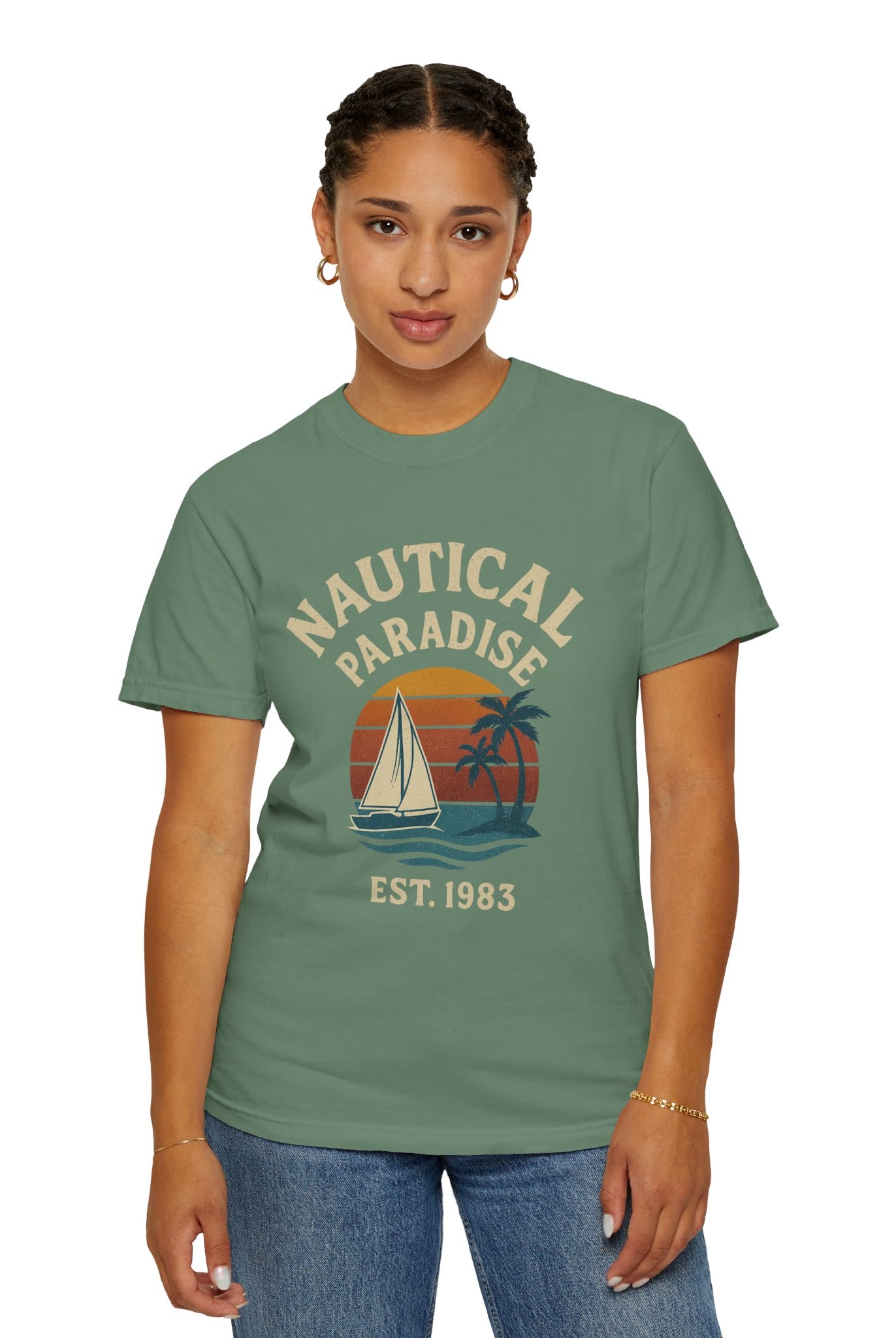 Nautical Paradise – Unisex Vintage Sailing Tee - Maison Nautique
