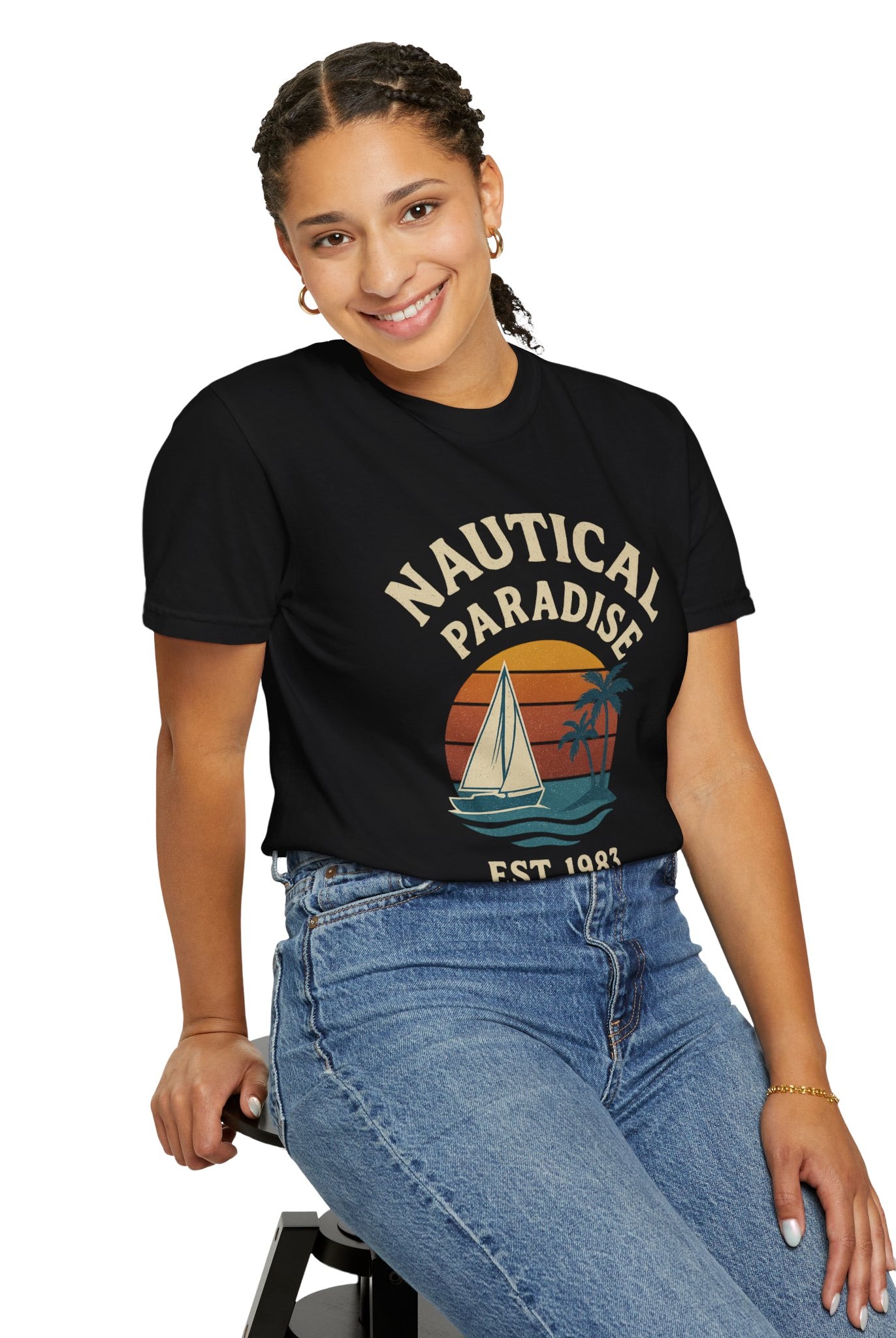 Nautical Paradise – Unisex Vintage Sailing Tee - Maison Nautique