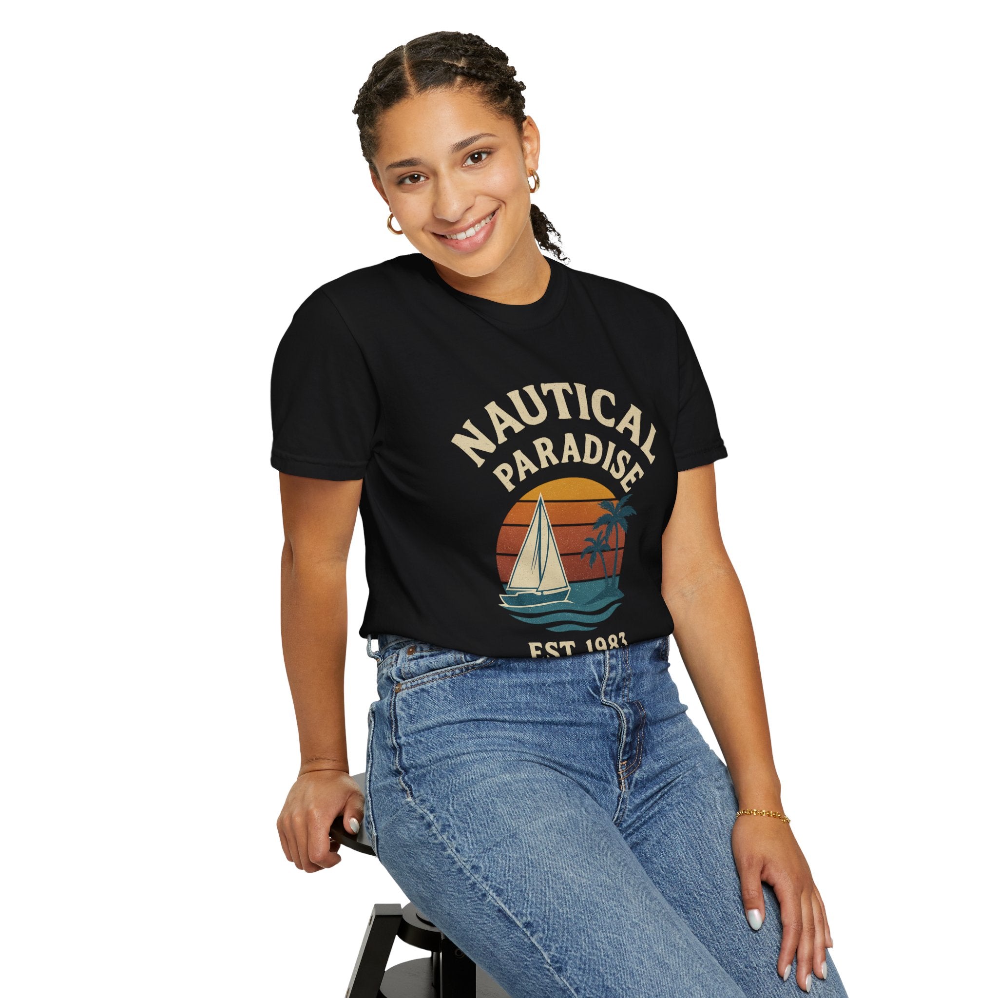 Nautical Paradise – Unisex Vintage Sailing Tee - Maison Nautique