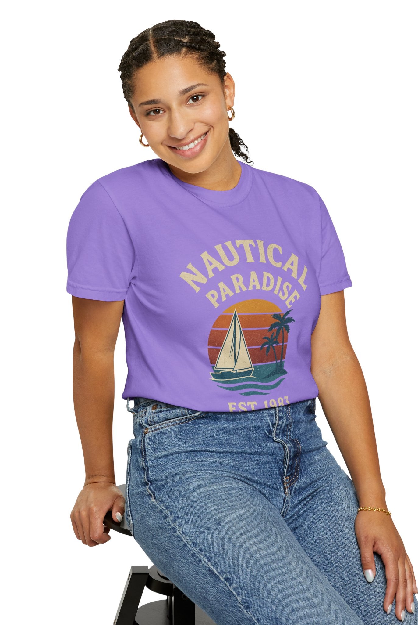 Nautical Paradise – Unisex Vintage Sailing Tee - Maison Nautique