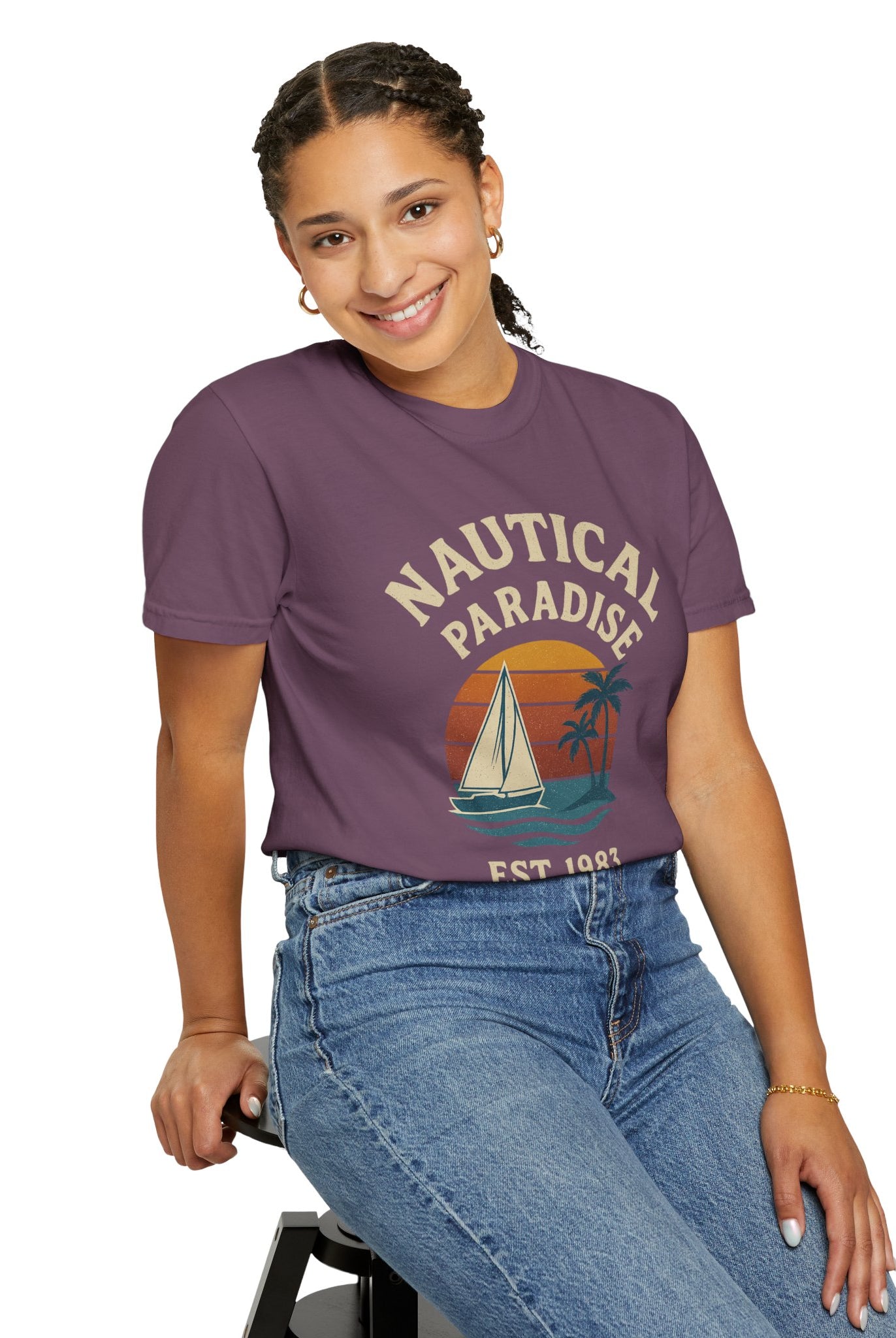 Nautical Paradise – Unisex Vintage Sailing Tee - Maison Nautique
