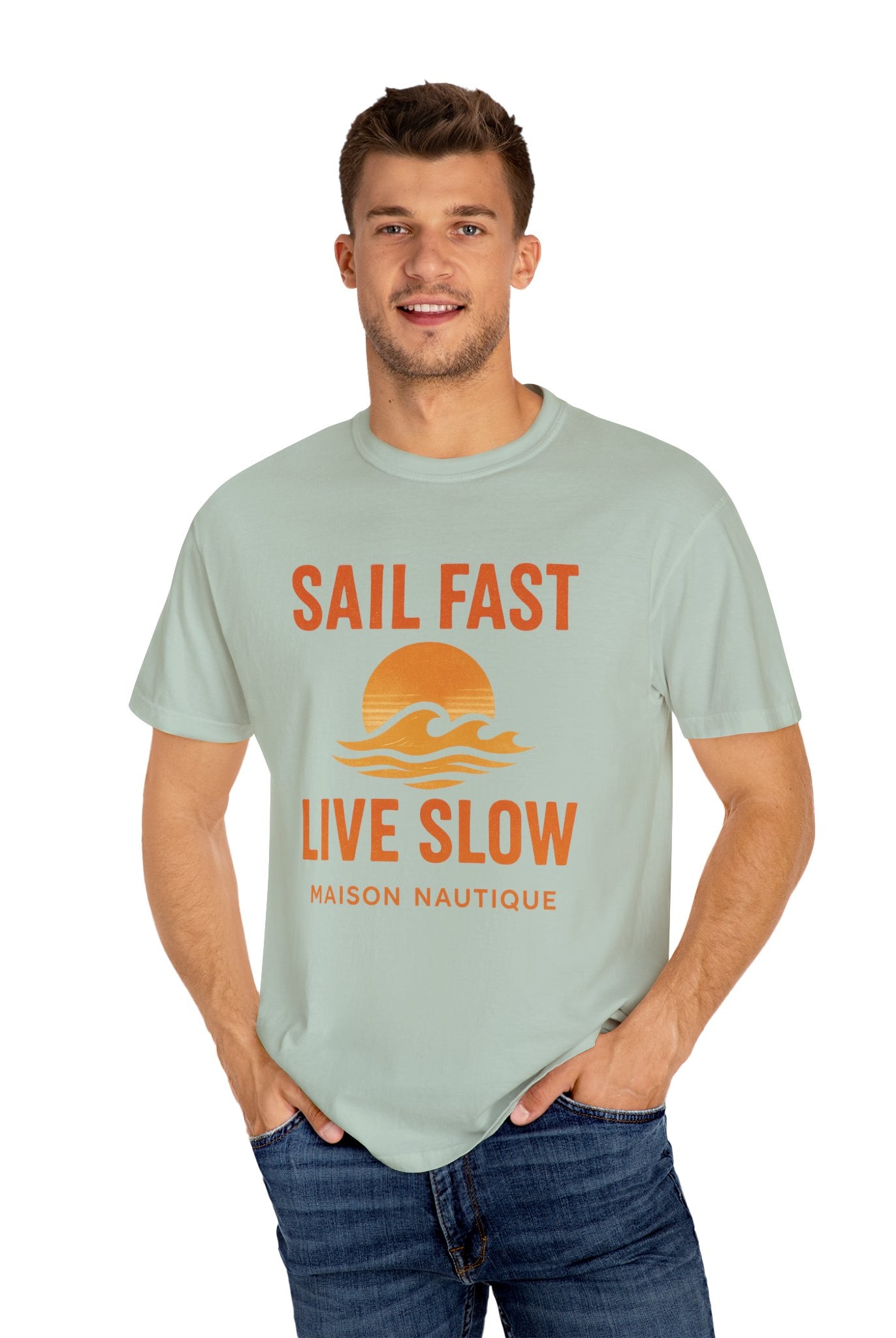 Sail Fast, Live Slow – Unisex Nautical Tee - Maison Nautique