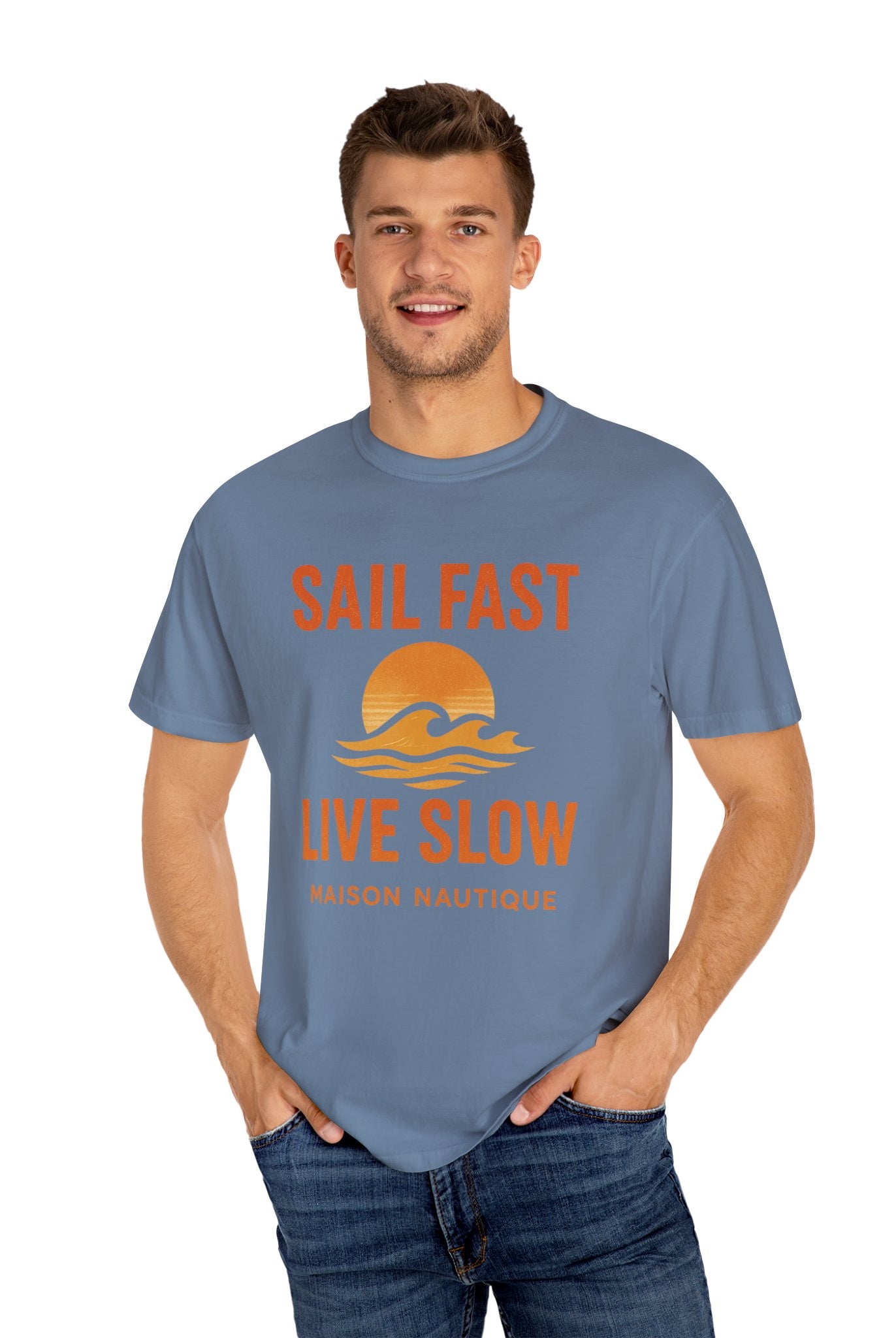 Sail Fast, Live Slow – Unisex Nautical Tee - Maison Nautique