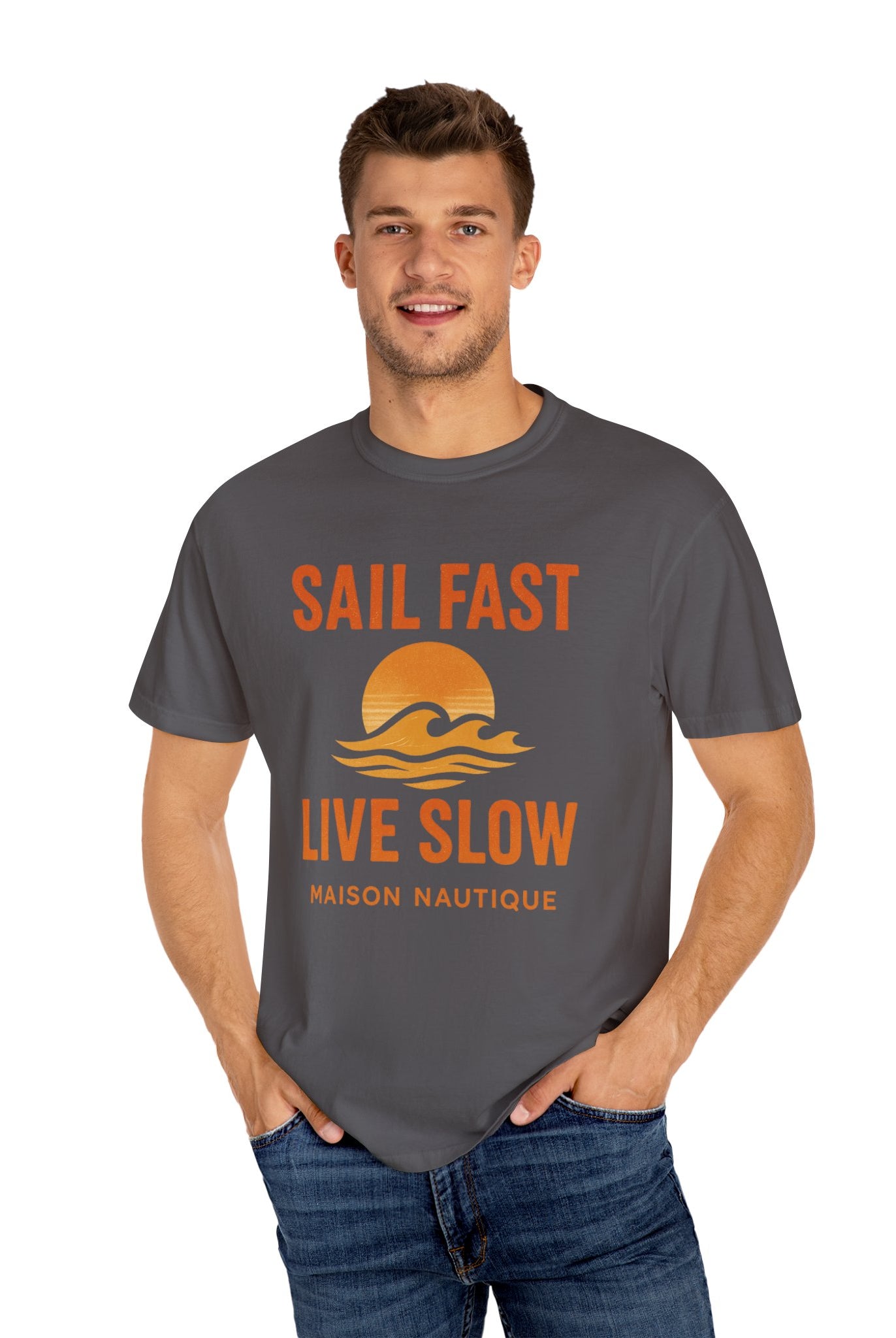 Sail Fast, Live Slow – Unisex Nautical Tee - Maison Nautique