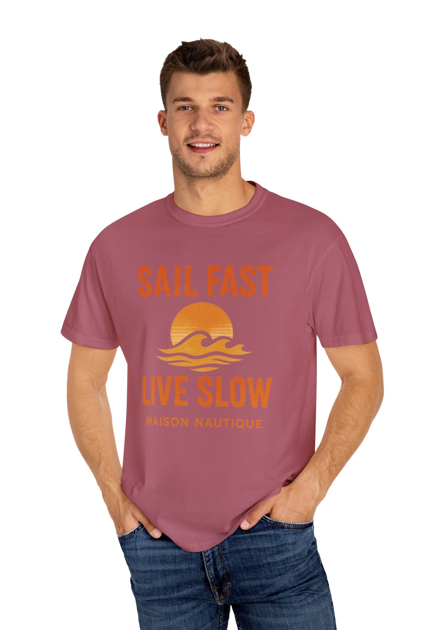 Sail Fast, Live Slow – Unisex Nautical Tee - Maison Nautique
