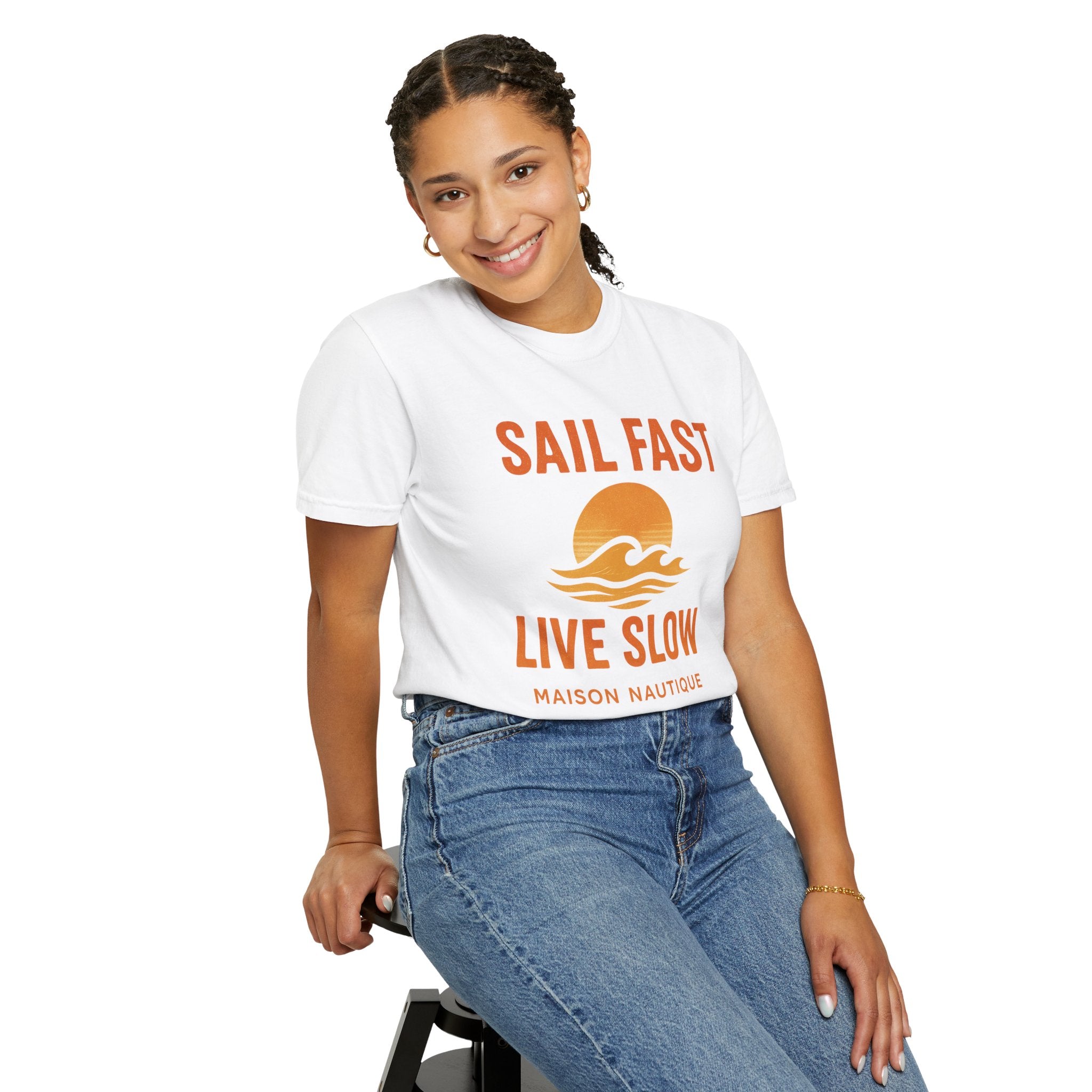 Sail Fast, Live Slow – Unisex Nautical Tee - Maison Nautique