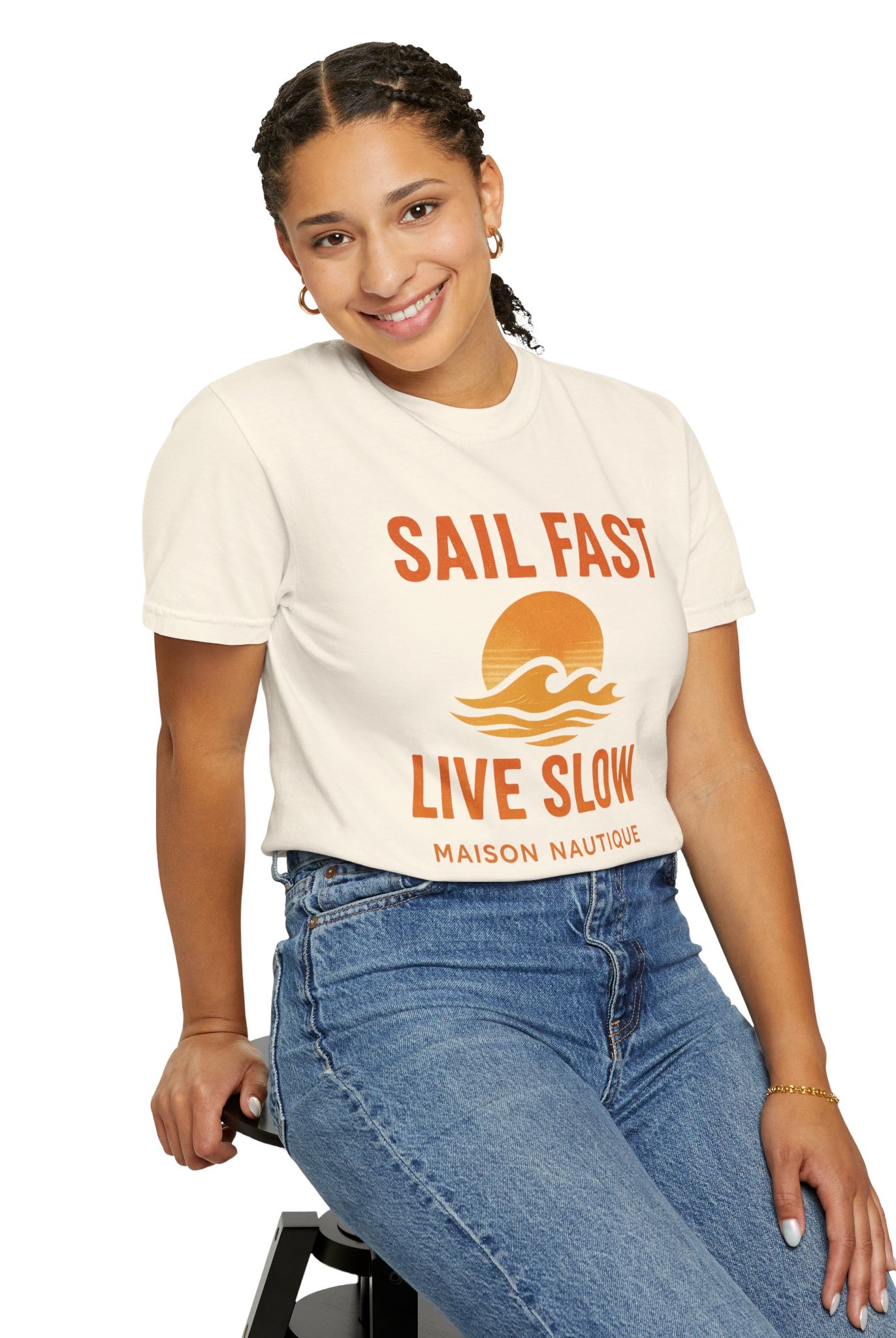 Sail Fast, Live Slow – Unisex Nautical Tee - Maison Nautique